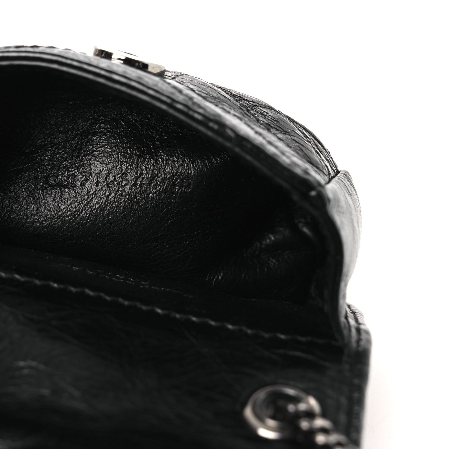 Crinkled Calfskin Matelasse Monogram Niki Airpods Holder Micro Bag Black
