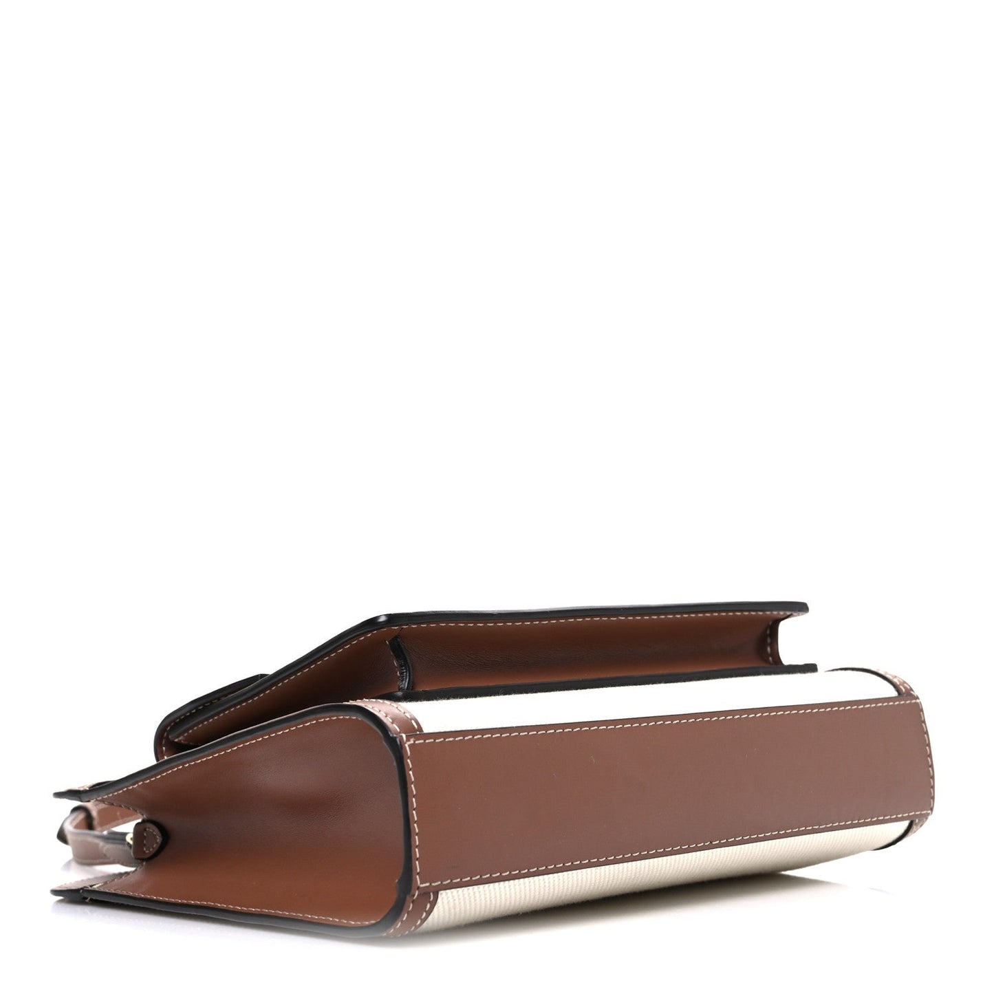 Canvas Smooth Calfskin Two Tone Mini Pocket Bag Natural Malt Brown