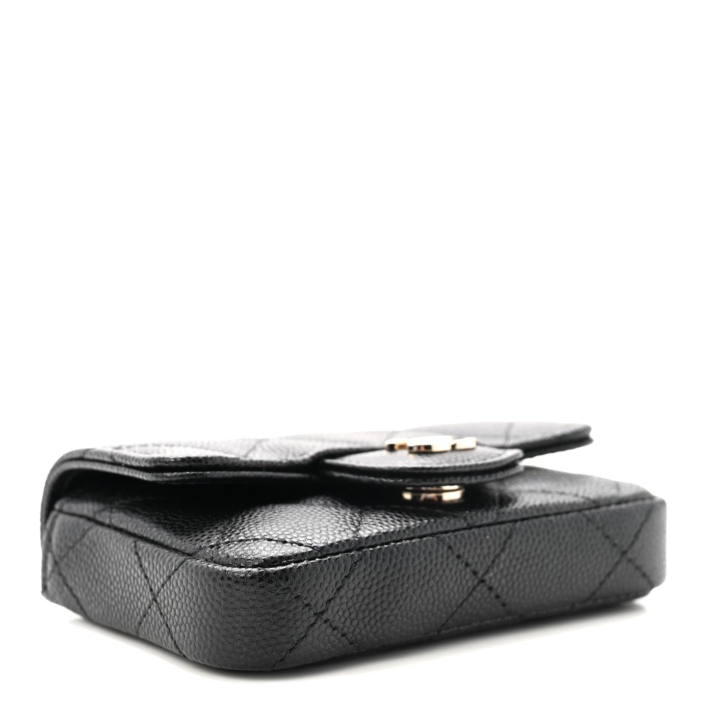 Caviar Quilted Mini Chain Belt Bag Black