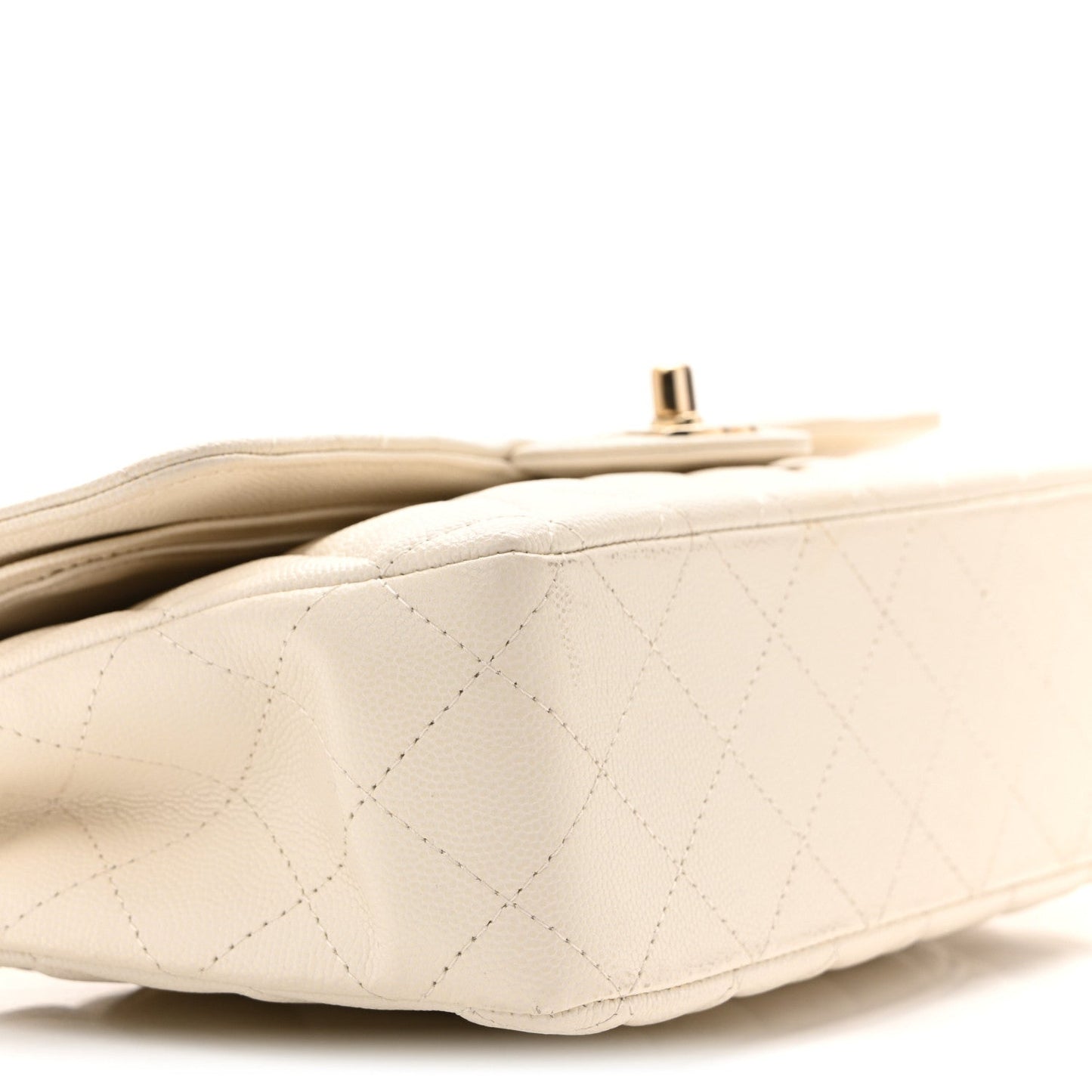 Caviar Quilted Medium Double Flap White