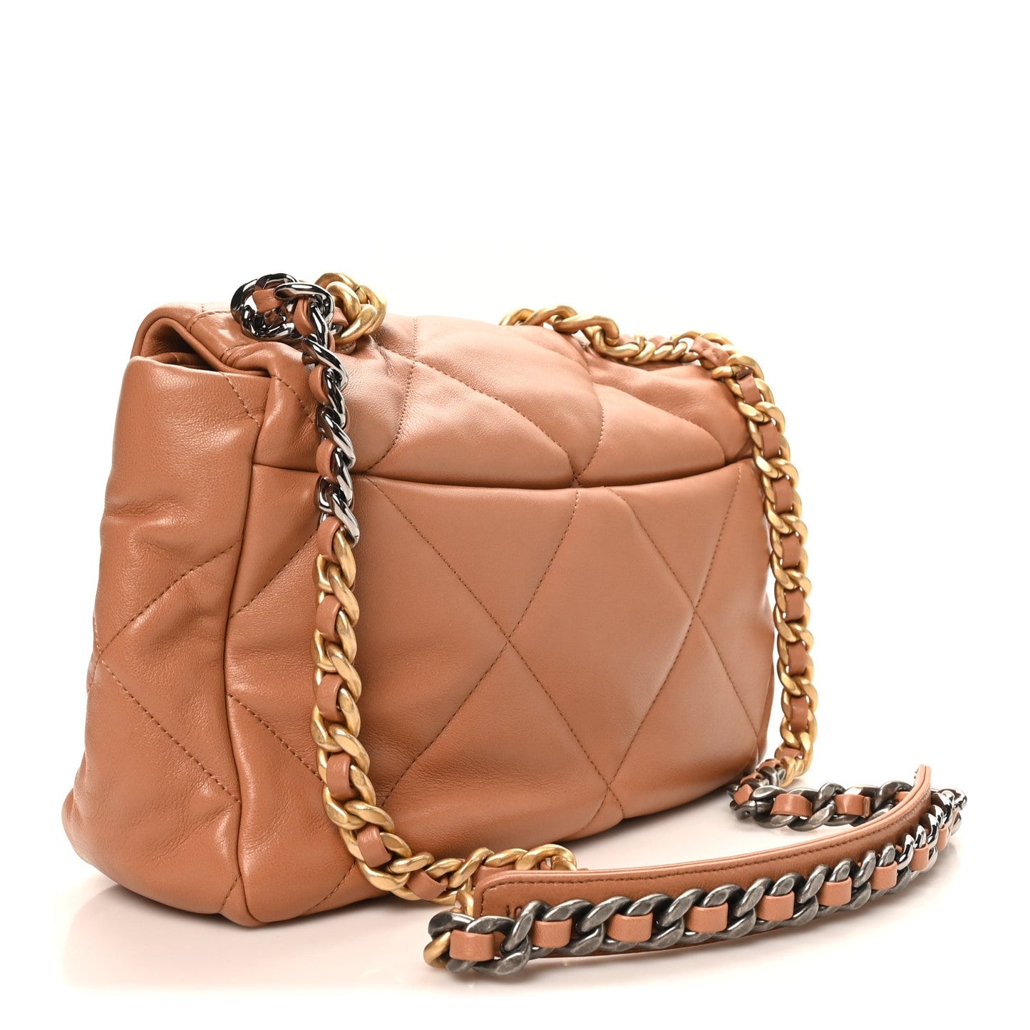 Lambskin Quilted Large Chanel 19 Flap Brown