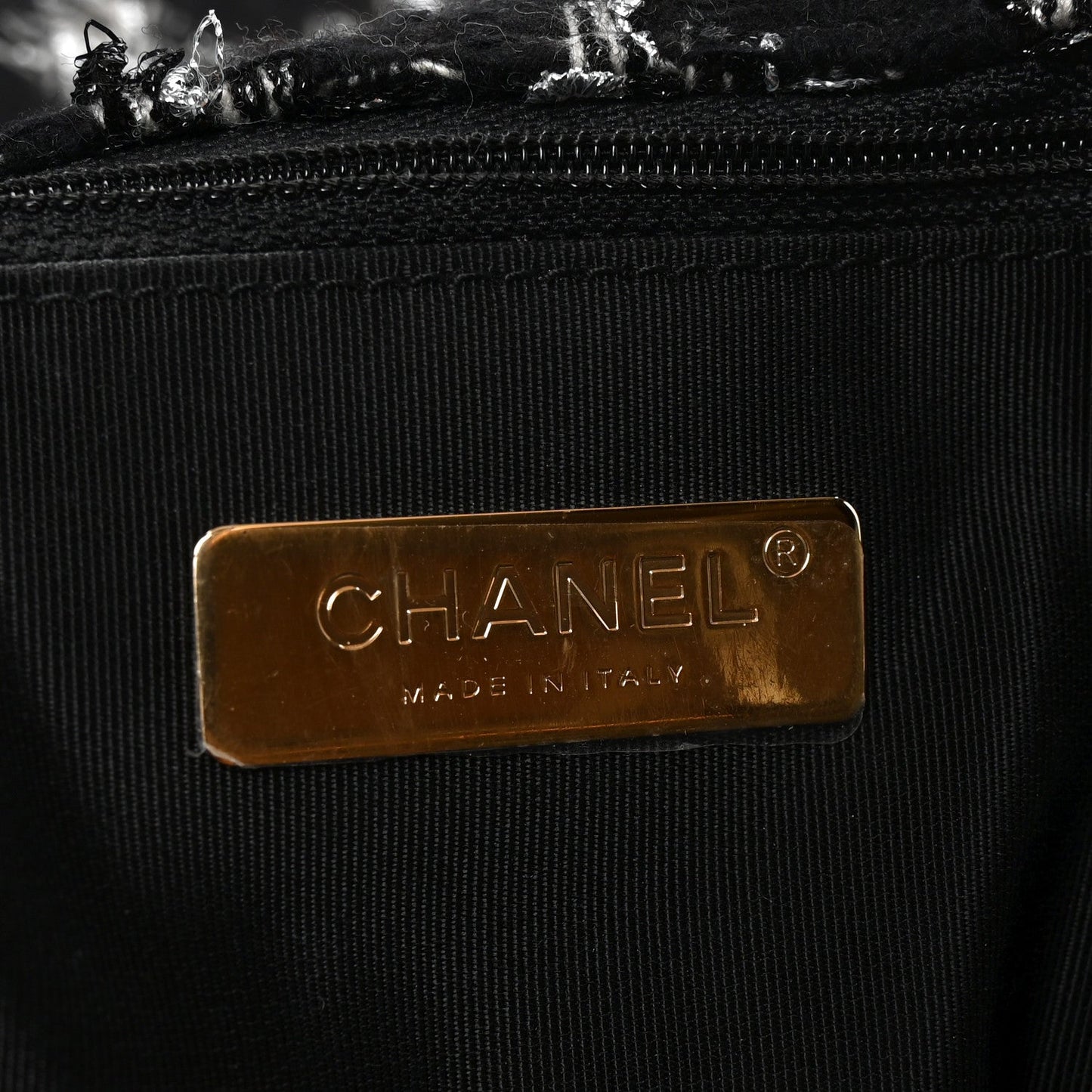 Tweed Quilted Large Chanel 19 Flap Black Silver Ecru