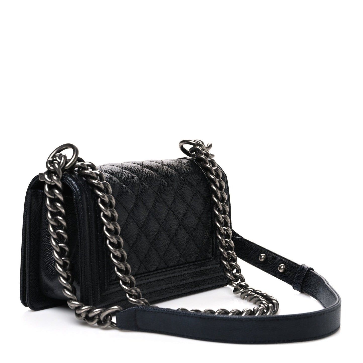 Caviar Quilted Small Boy Flap Black