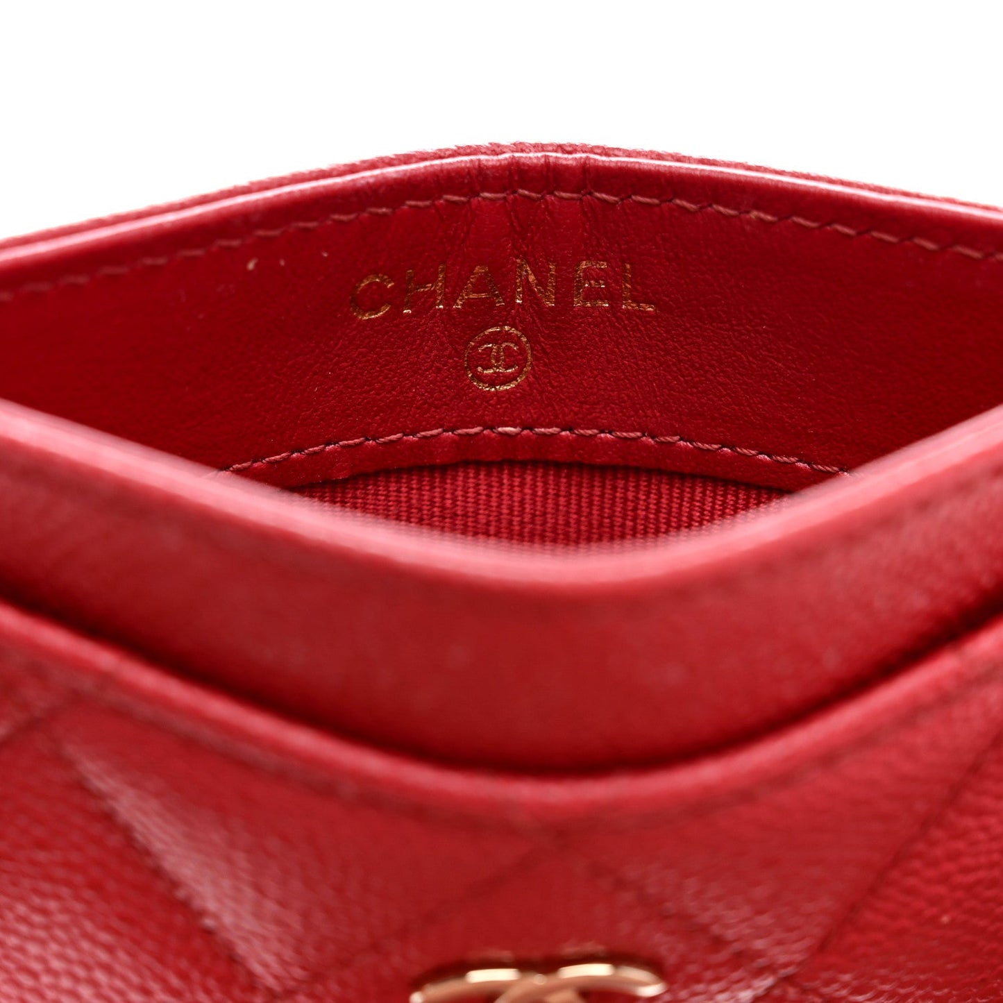 Caviar Quilted Card Holder Red