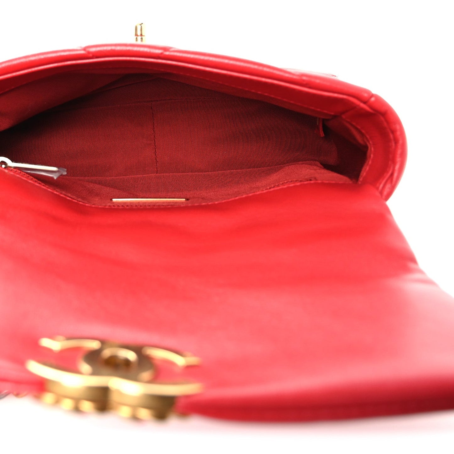 Lambskin Quilted Medium Chanel 19 Flap Red