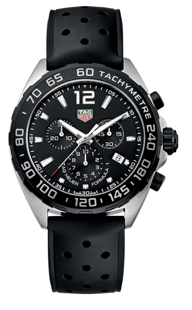 Tag Heuer Formula 1 Black Dial Black Leather Strap Watch for Men - CAZ1010.FT8024