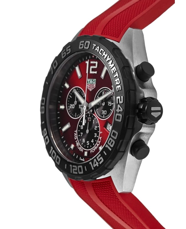 Tag Heuer Formula 1 Chronograph Red Dial Red Rubber Strap Watch for Men - CAZ101AN.FT8055