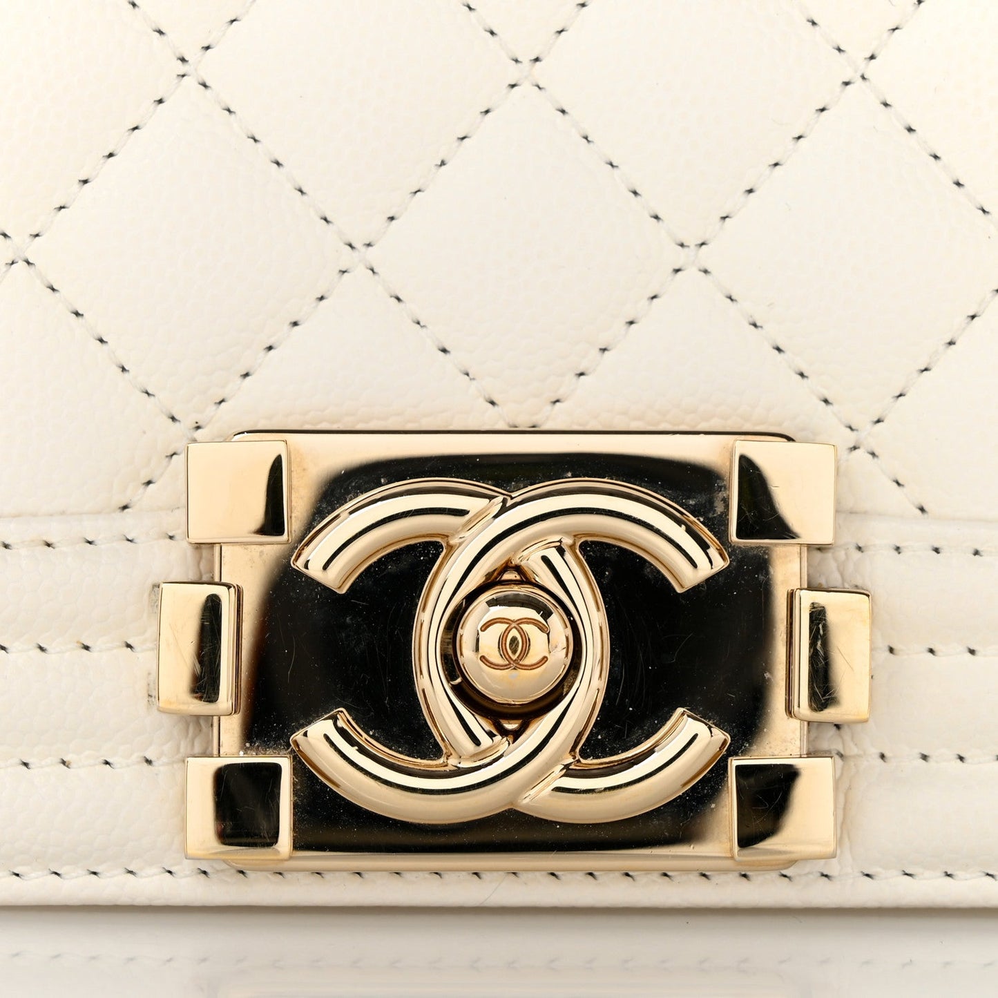 Caviar Quilted Small Boy Flap  White