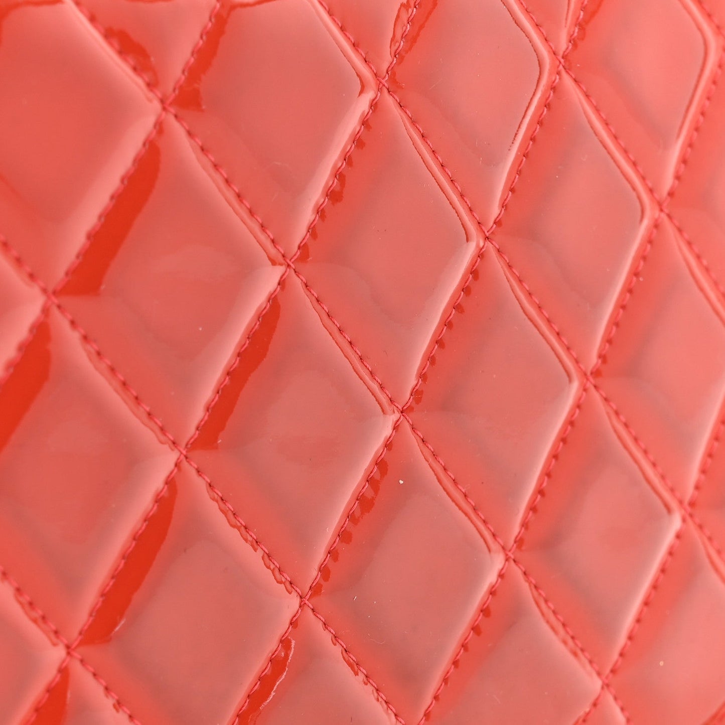 Patent Quilted Clutch with Chain Flap Dark Pink
