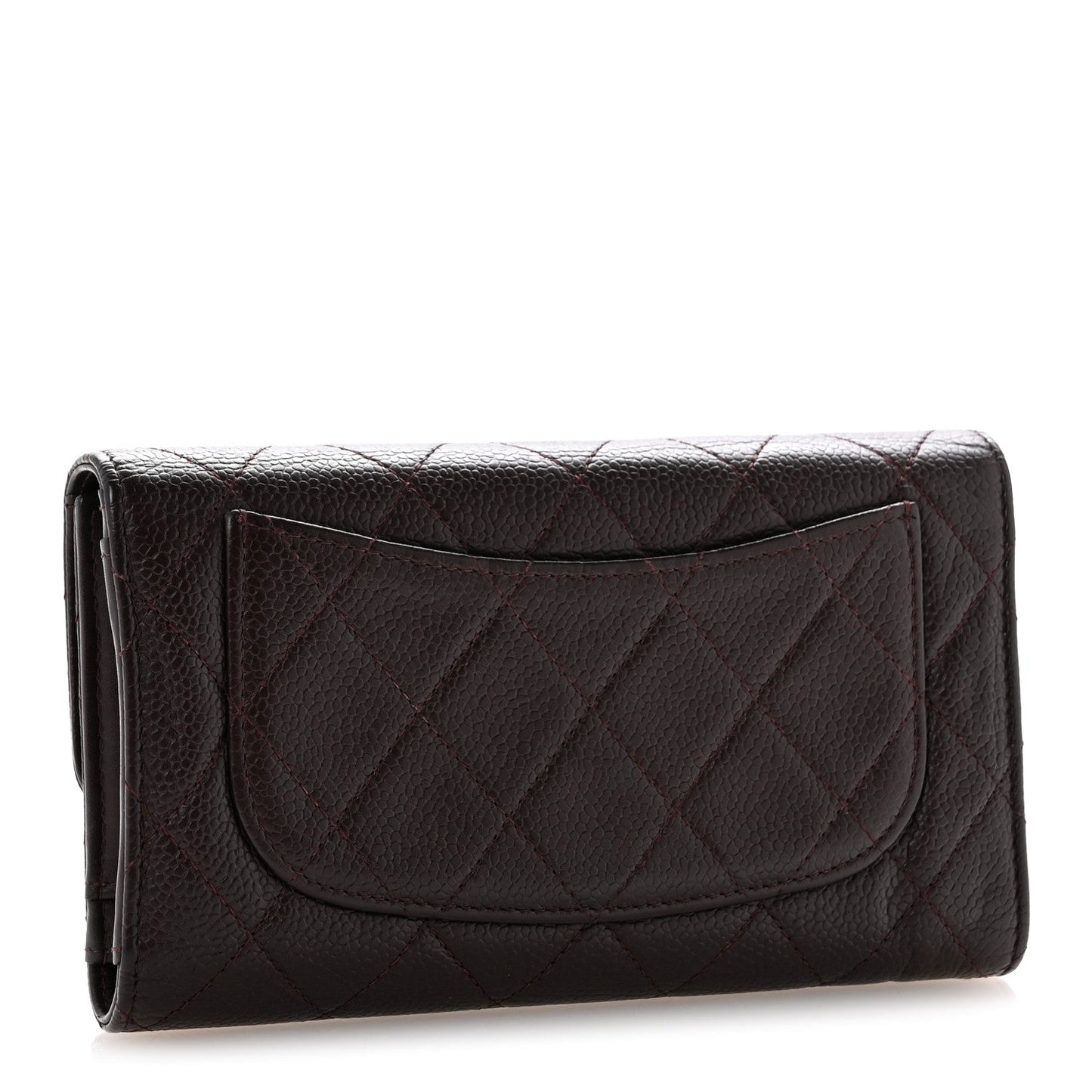 Caviar Quilted Large Flap Wallet Burgundy