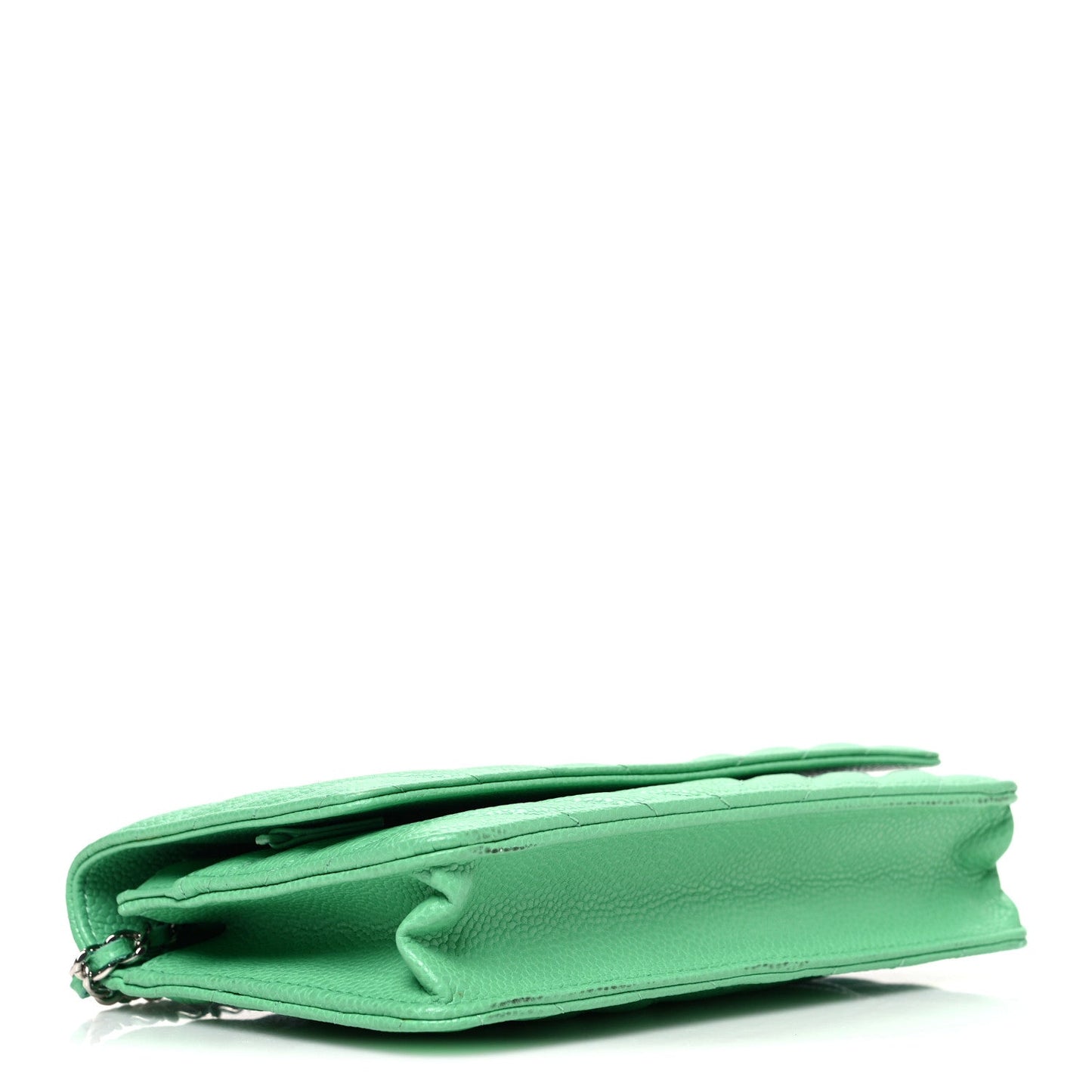 Caviar Chevron Quilted Wallet On Chain WOC Green