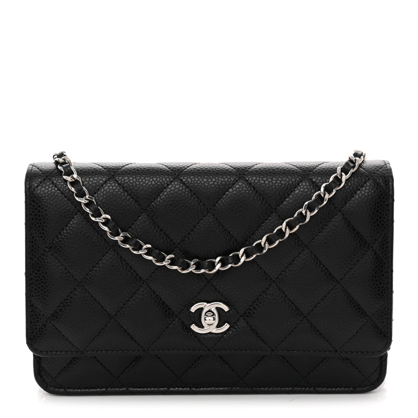 Caviar Quilted CC Turnlock Wallet On Chain WOC Black