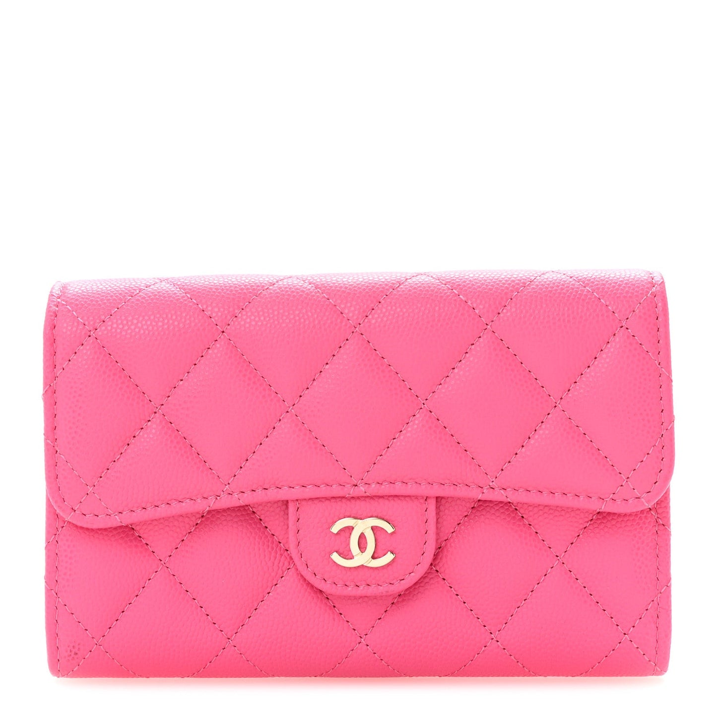 Caviar Quilted Medium Flap Wallet Pink