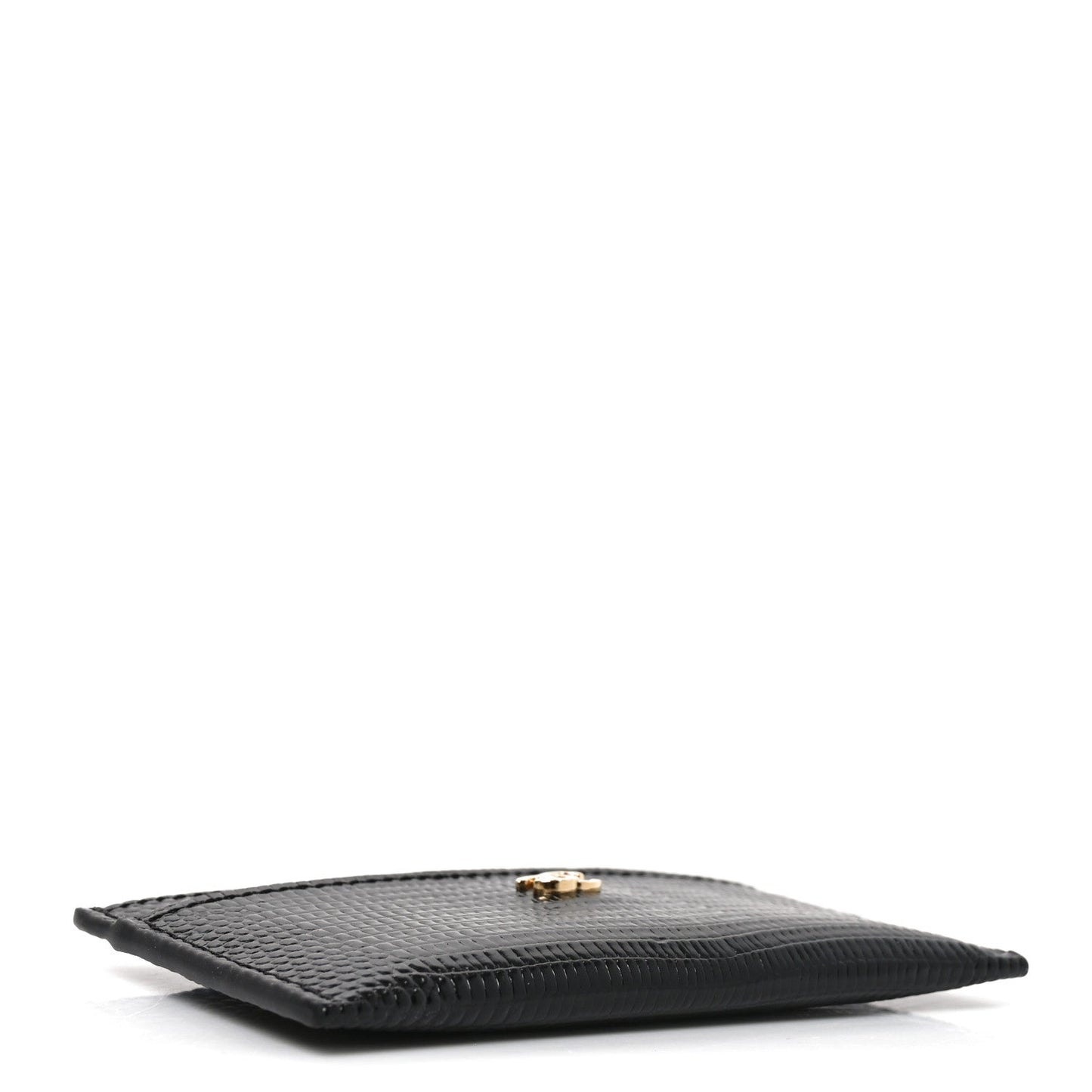 Calfskin Lizard Embossed Card Holder Black