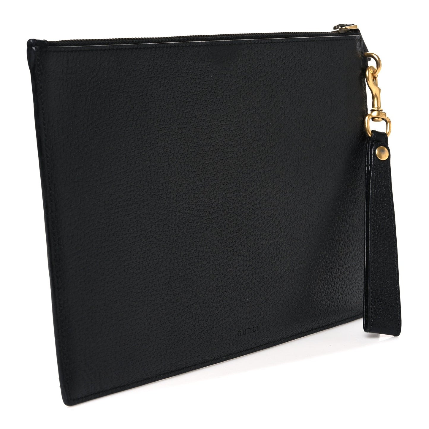 Textured Dollar Calfskin GG Marmont Zip Pouch Black