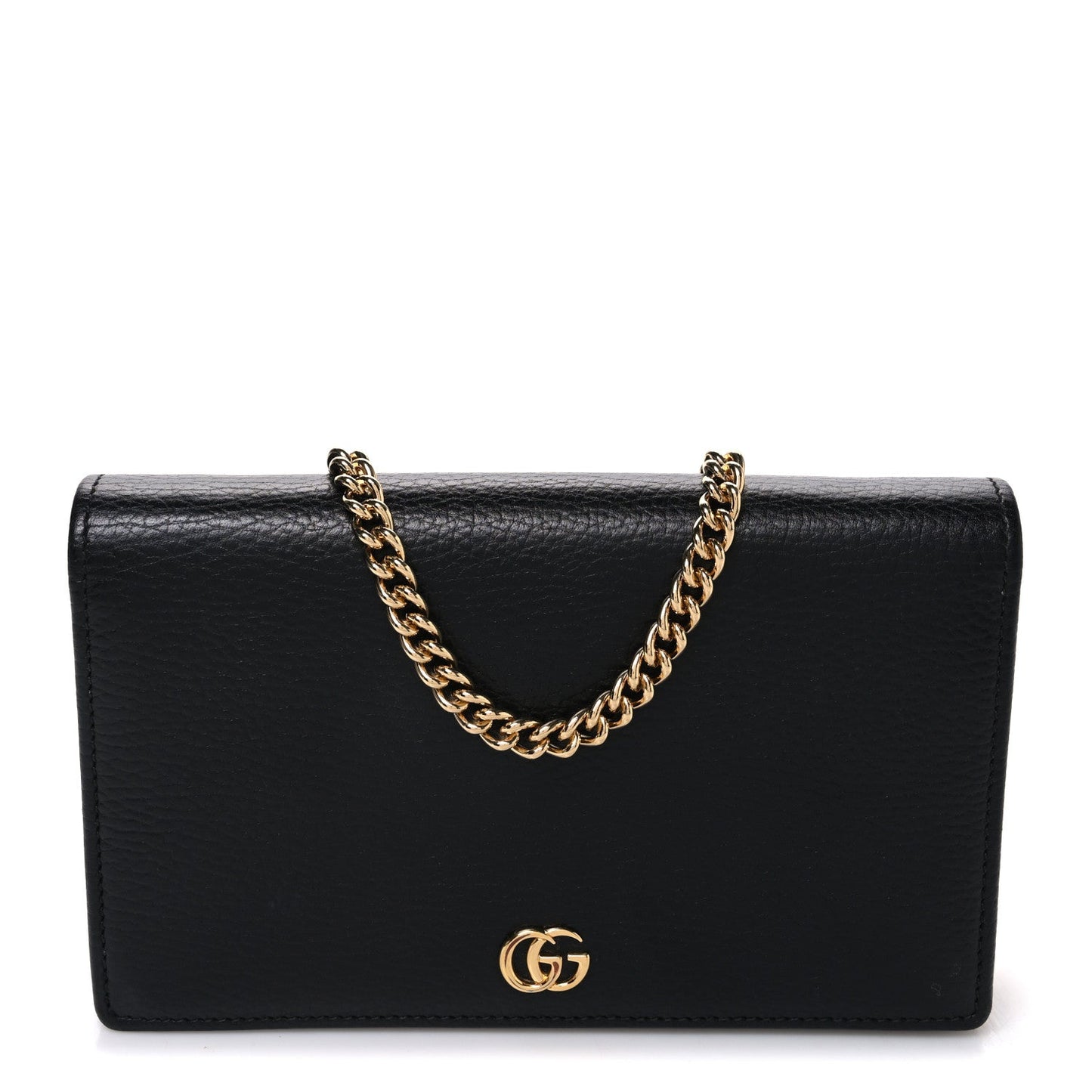 Calfskin Mini GG Marmont Chain Wallet Black