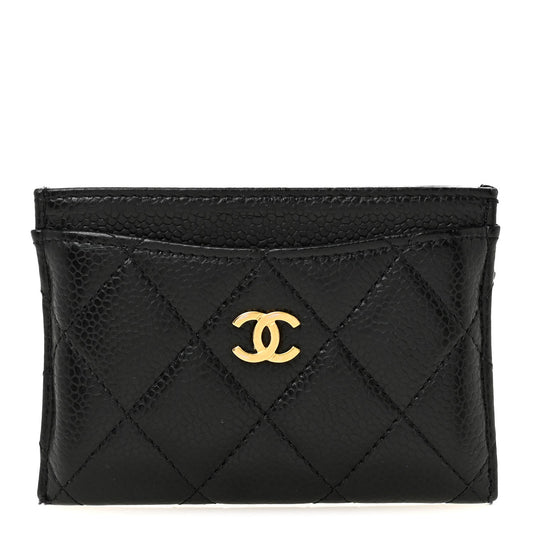 Caviar Quilted Card Holder Black