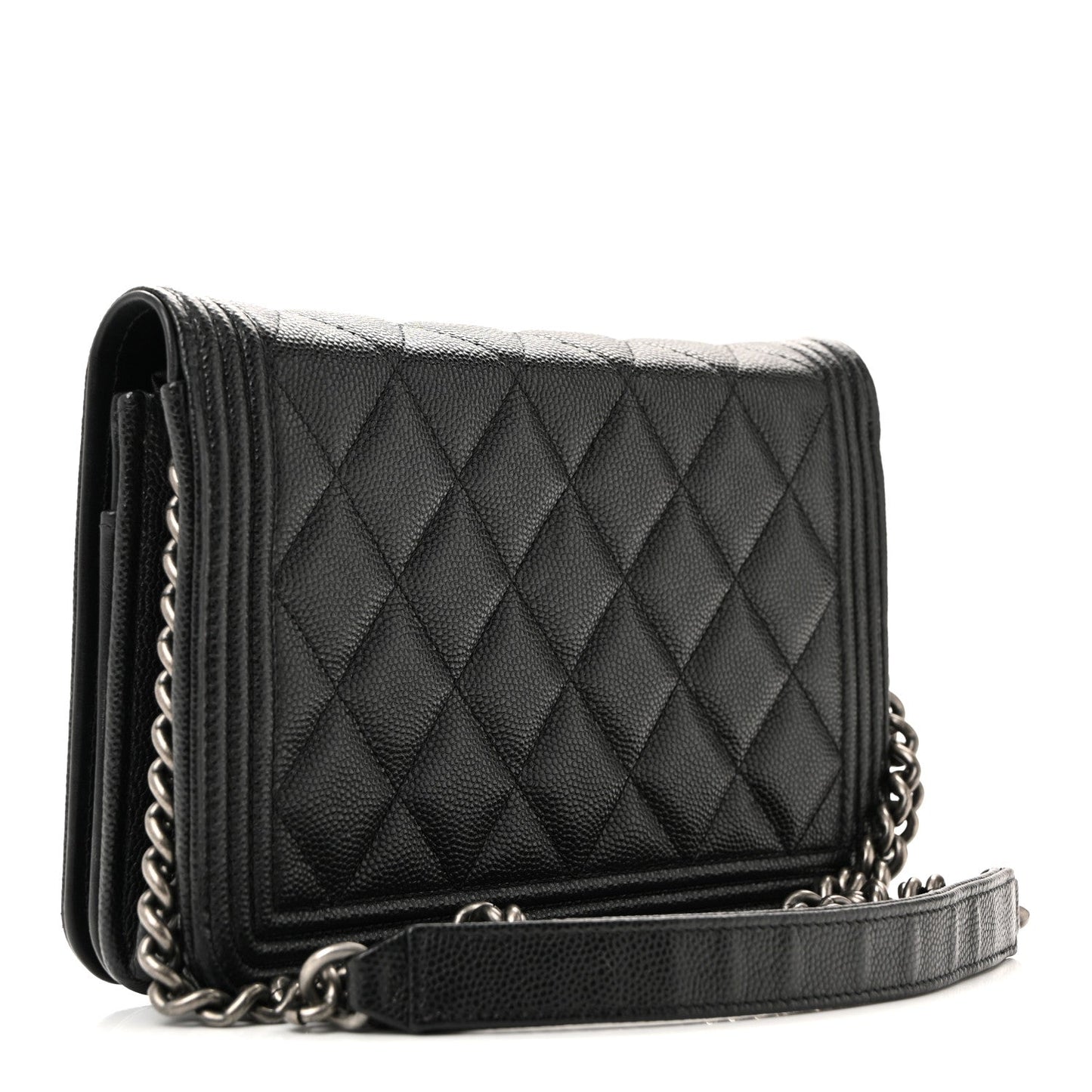 Caviar Quilted Boy Wallet On Chain WOC Black