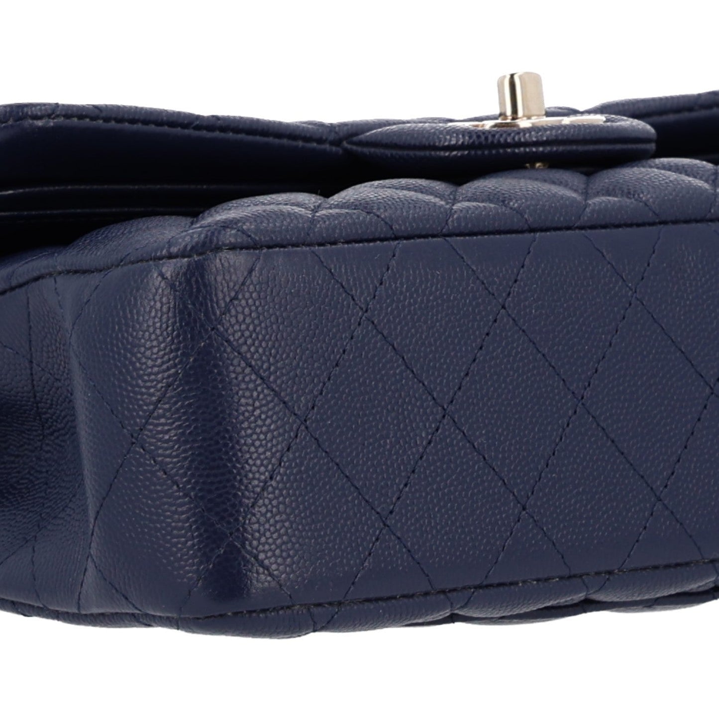 Caviar Quilted Small Double Flap Navy
