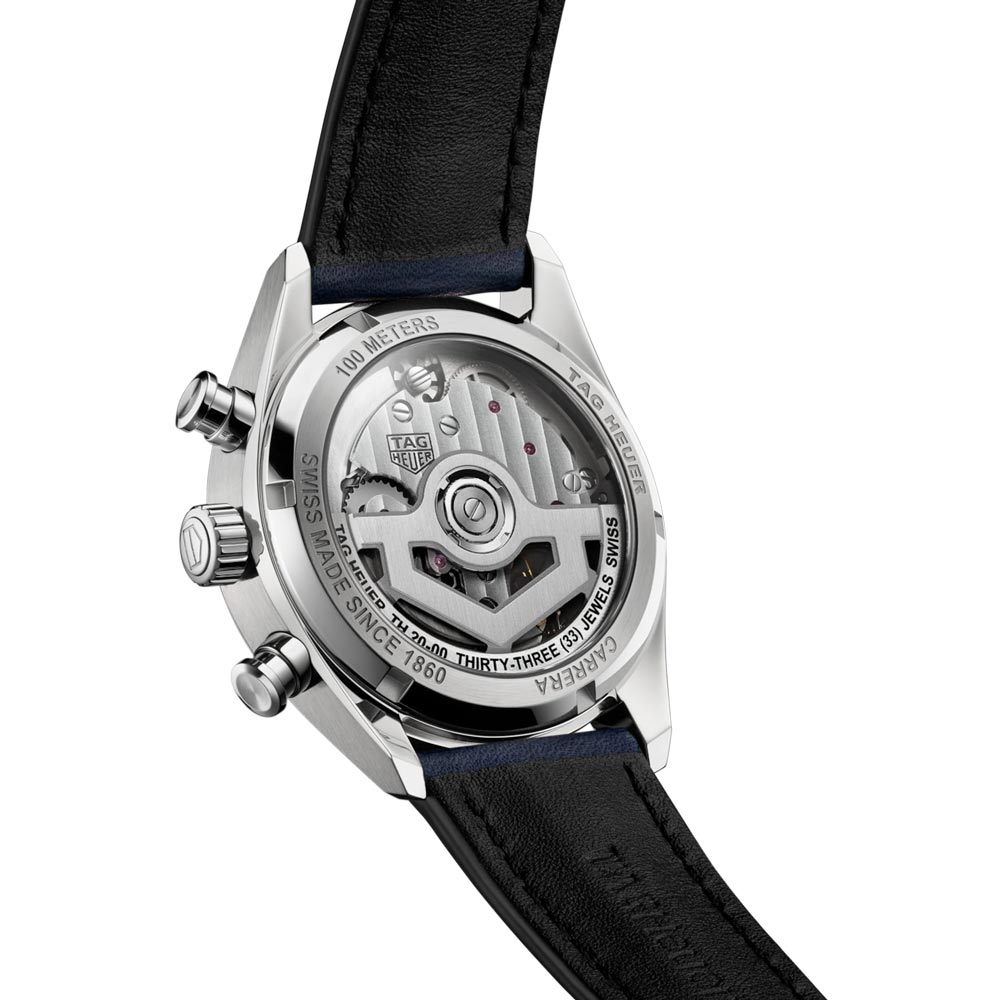 Tag Heuer Carrera Chronograph Black Dial Black Leather Strap Watch for Men - CBN201C.FC6542