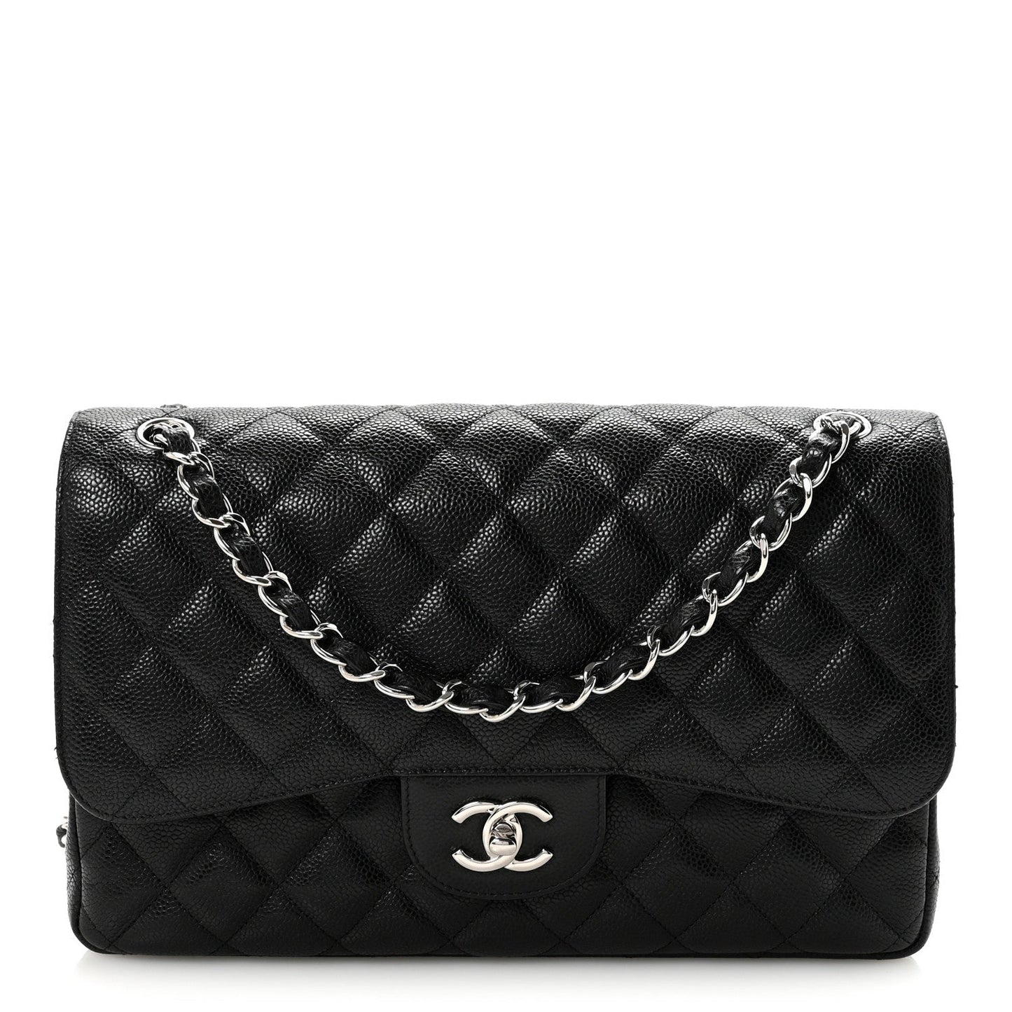 Caviar Quilted Jumbo Double Flap Black
