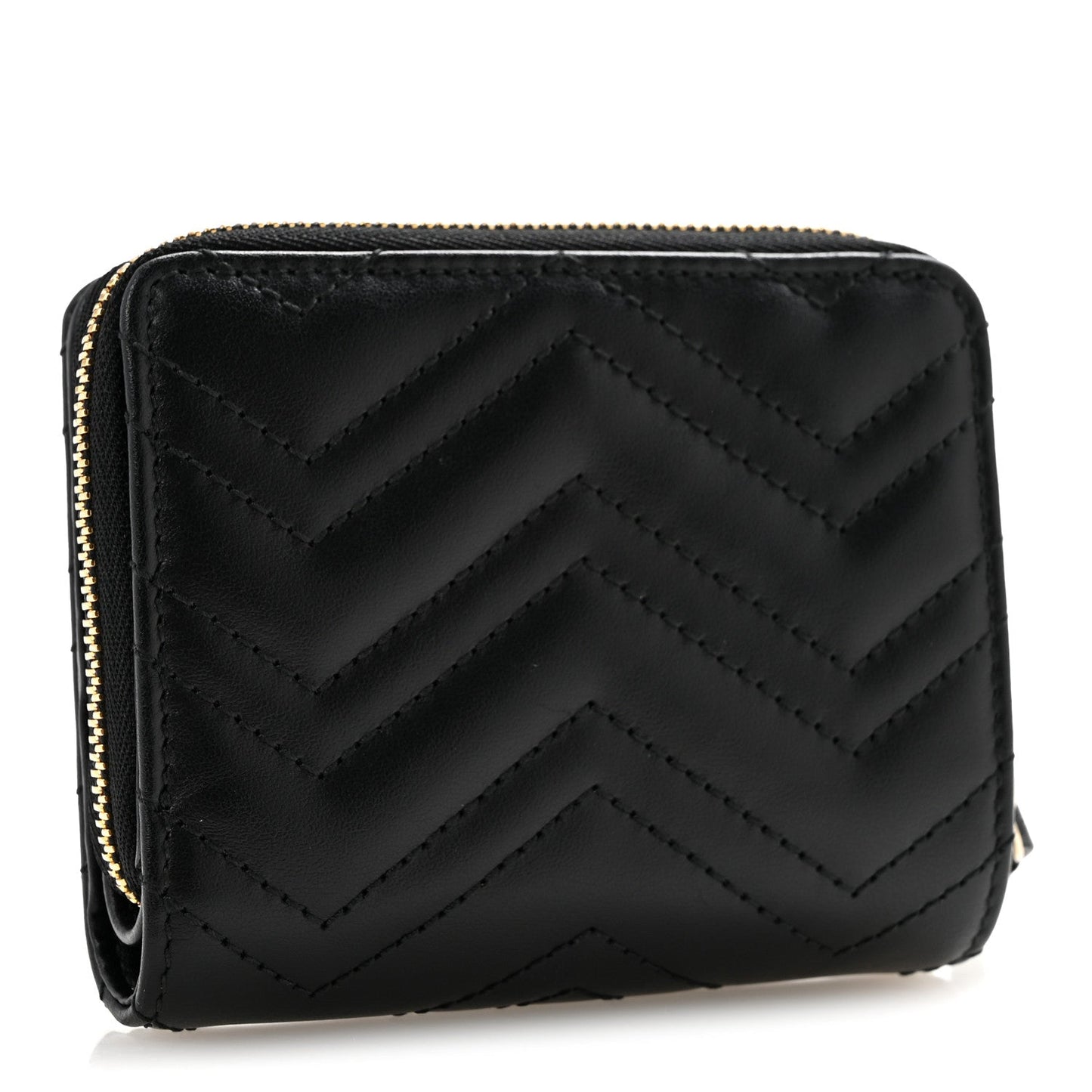 Calfskin Matelasse GG Marmont Compact Wallet Black