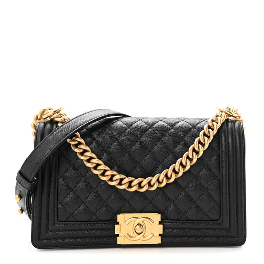 Caviar Quilted Medium Boy Flap Black