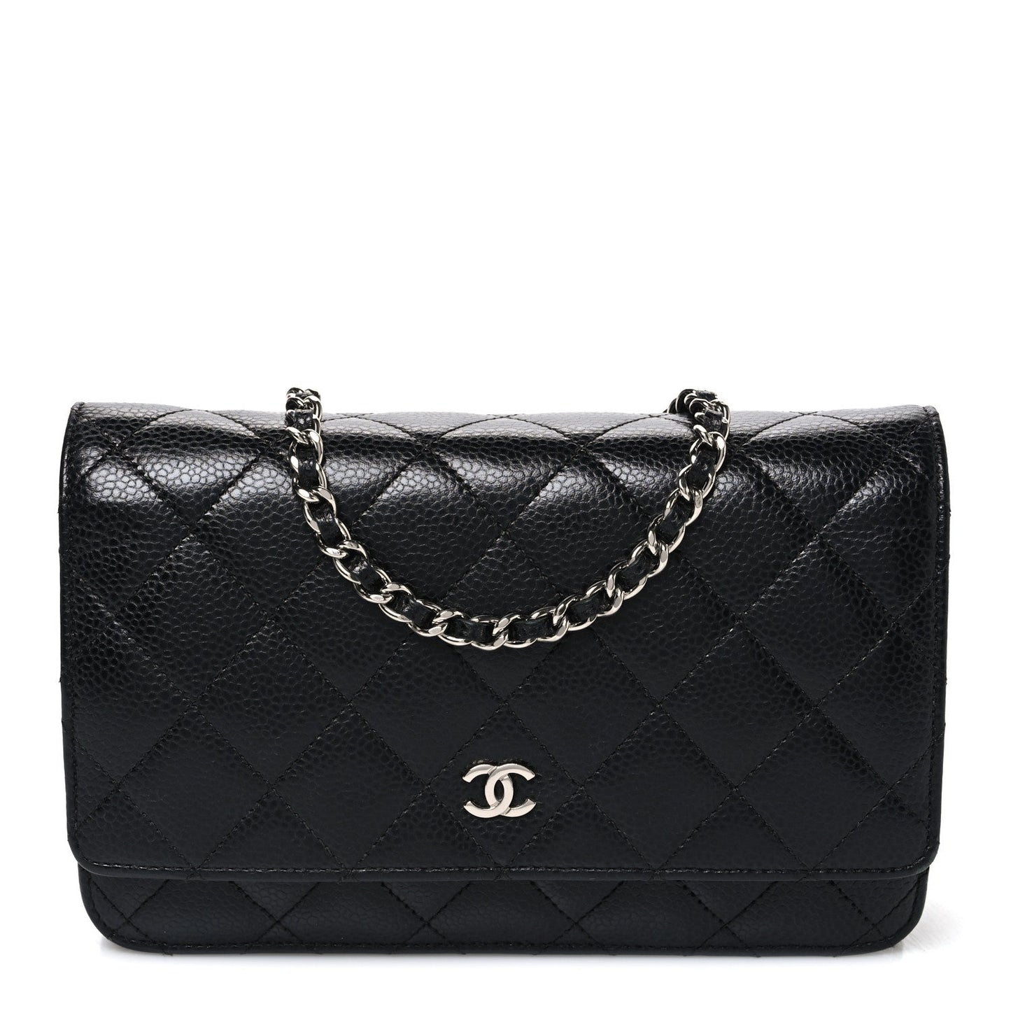 Caviar Quilted Wallet On Chain WOC Black