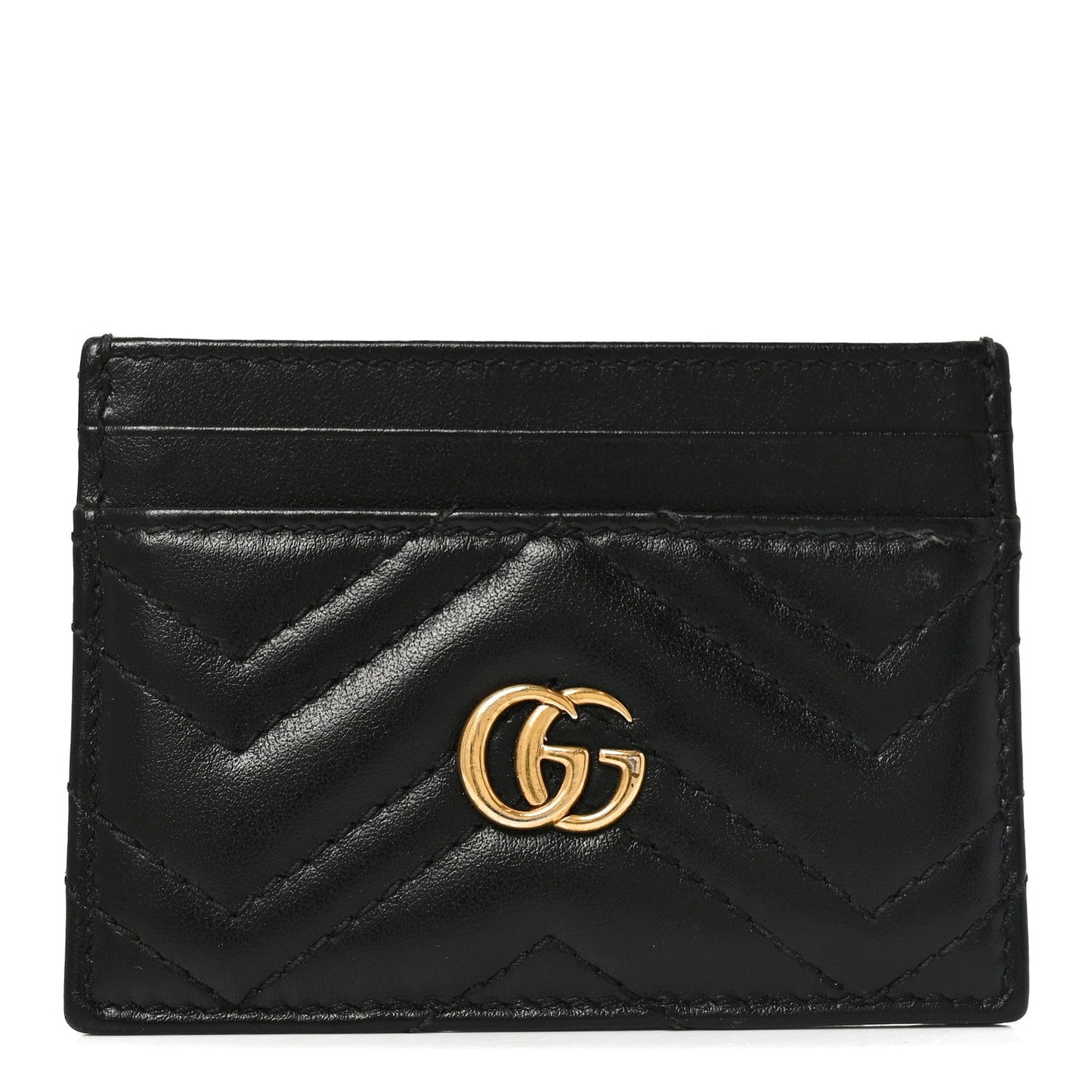 Calfskin Matelasse GG Marmont Card Holder Black