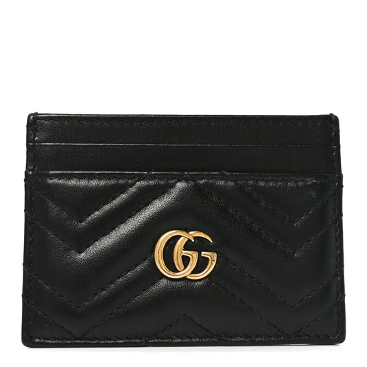 Calfskin Matelasse GG Marmont Card Holder Black