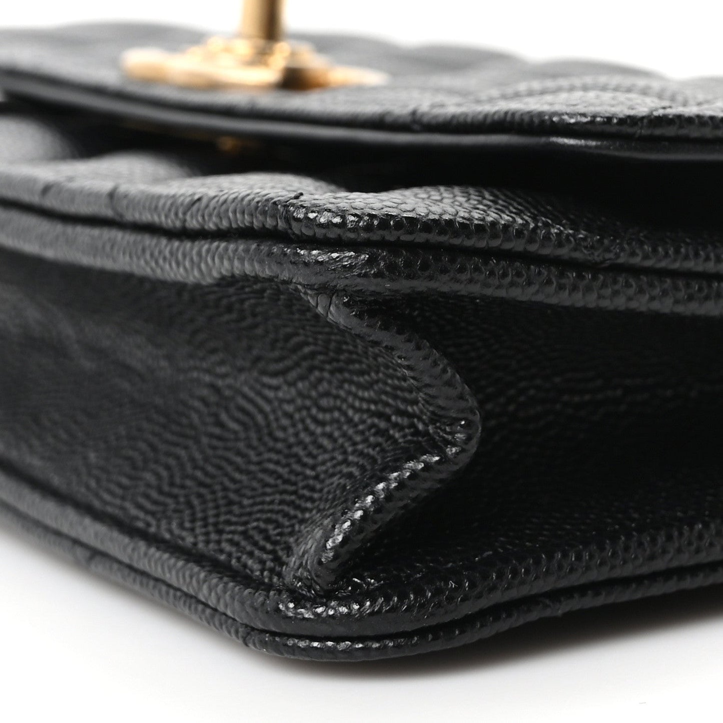 Caviar Quilted Camellia Wallet On Chain WOC Black