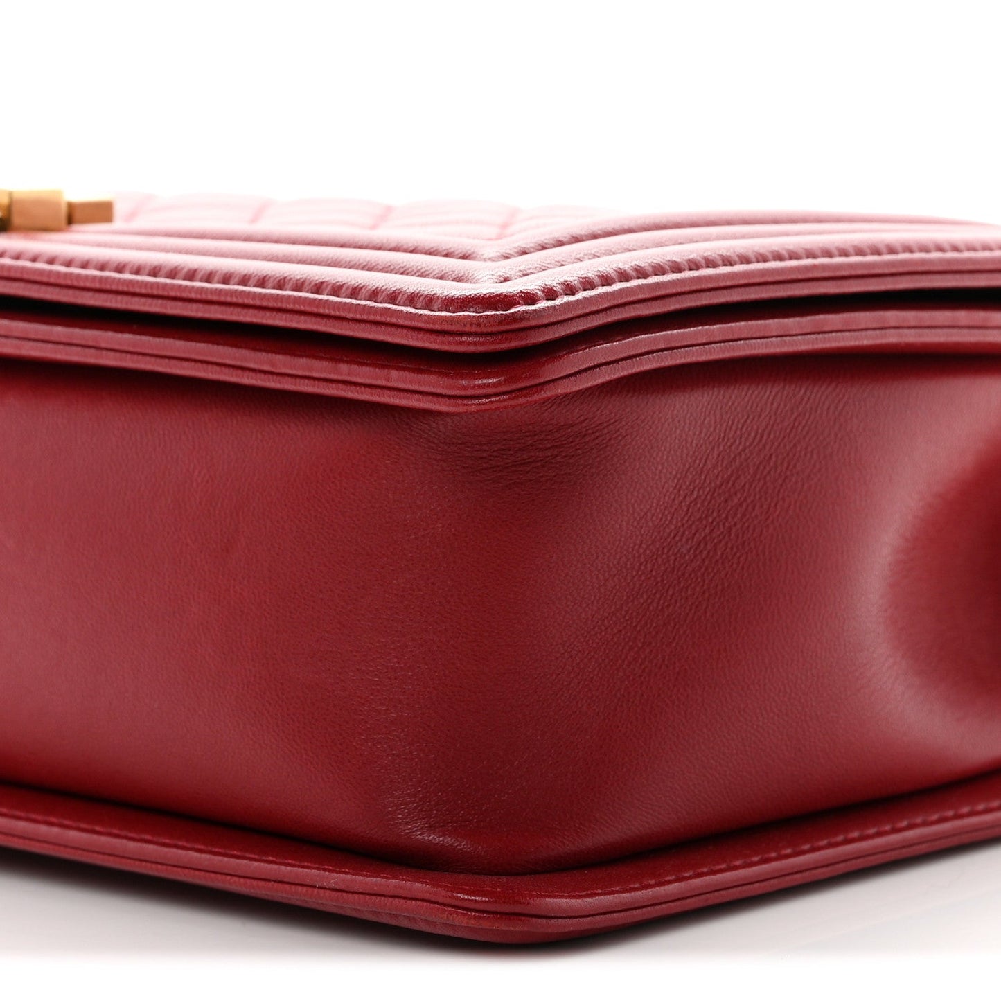 Lambskin Quilted New Medium Boy Flap Dark Red