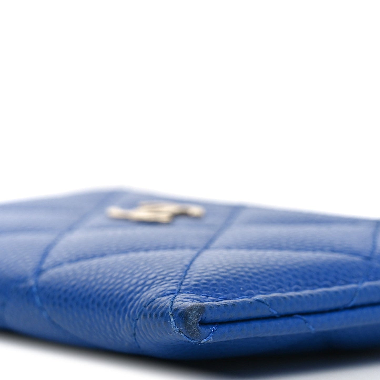Caviar Quilted Card Holder Blue