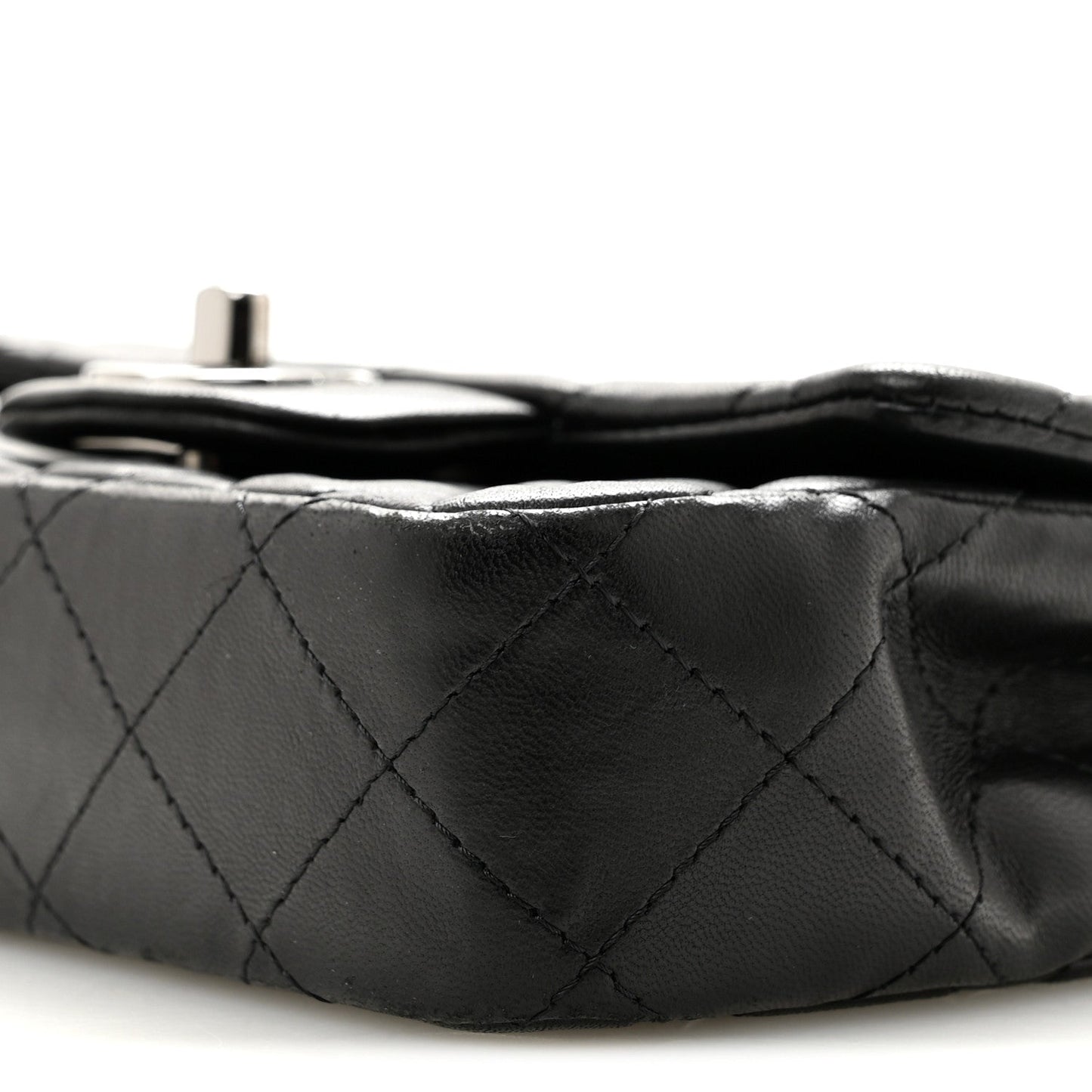 Lambskin Quilted Extra Mini Rectangular Flap Black