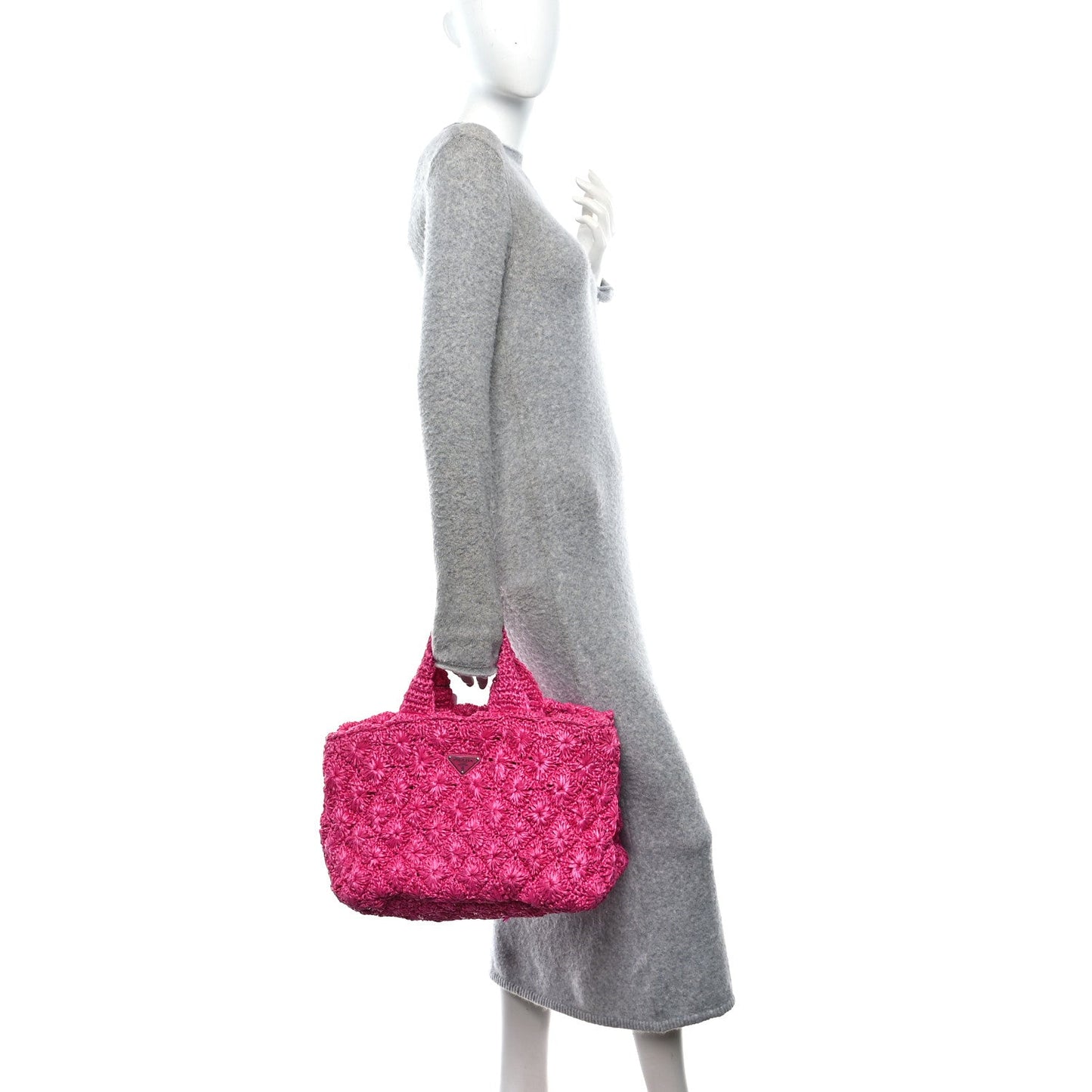 Raffia Crochet Tote Fuchsia