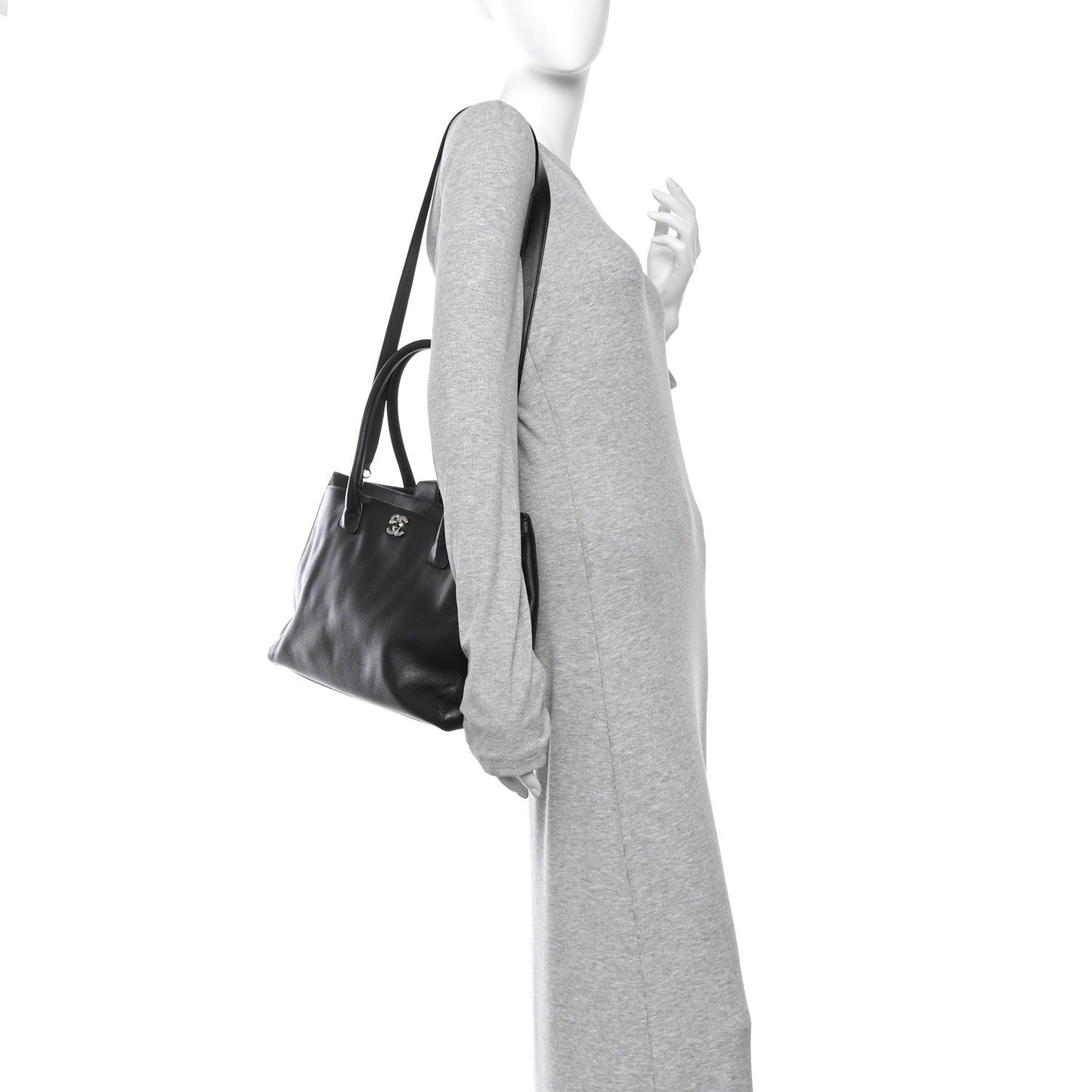 Calfskin Cerf Executive Shopper Tote Black