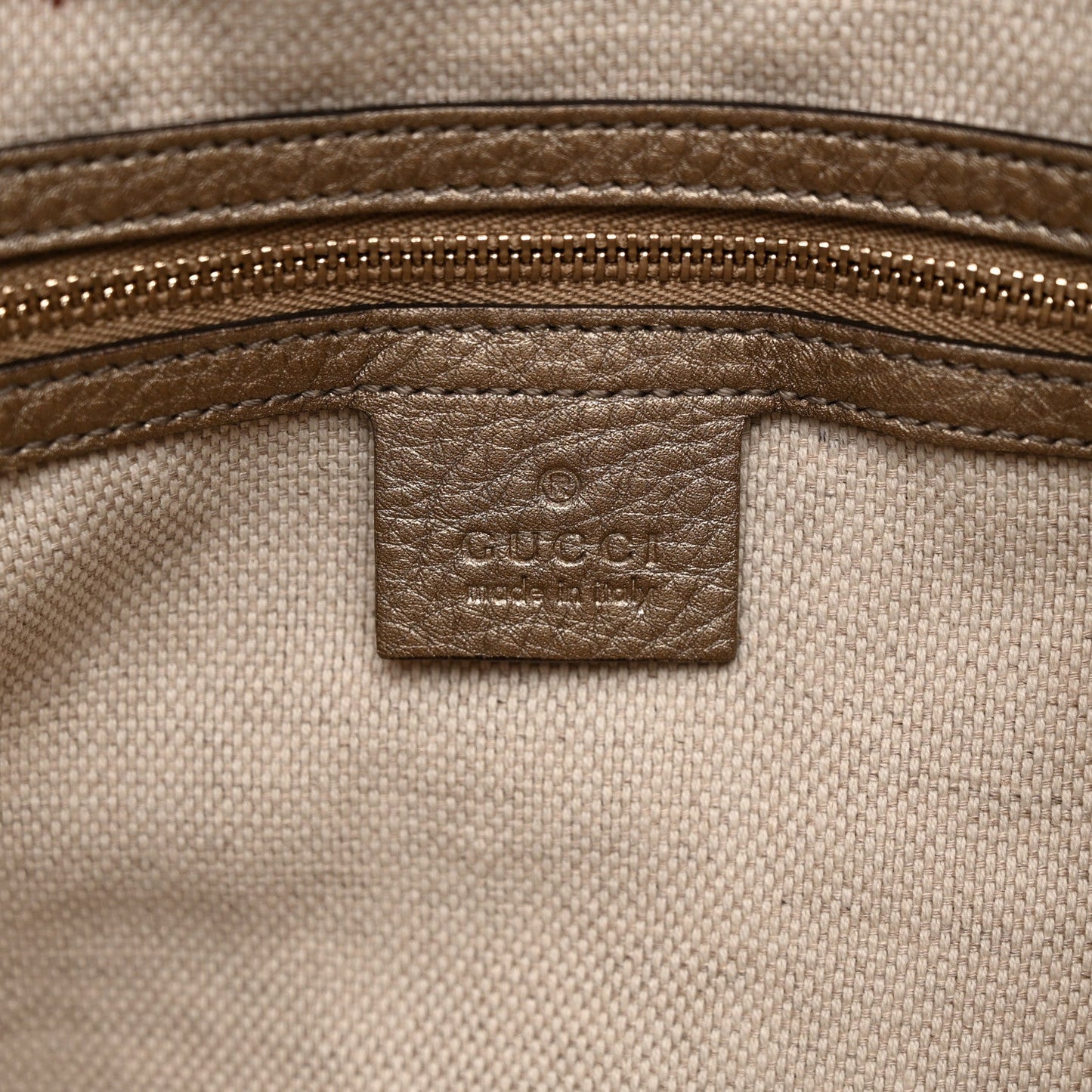 Metallic Pebbled Calfskin Medium Soho Chain Shoulder Bag Golden Beige