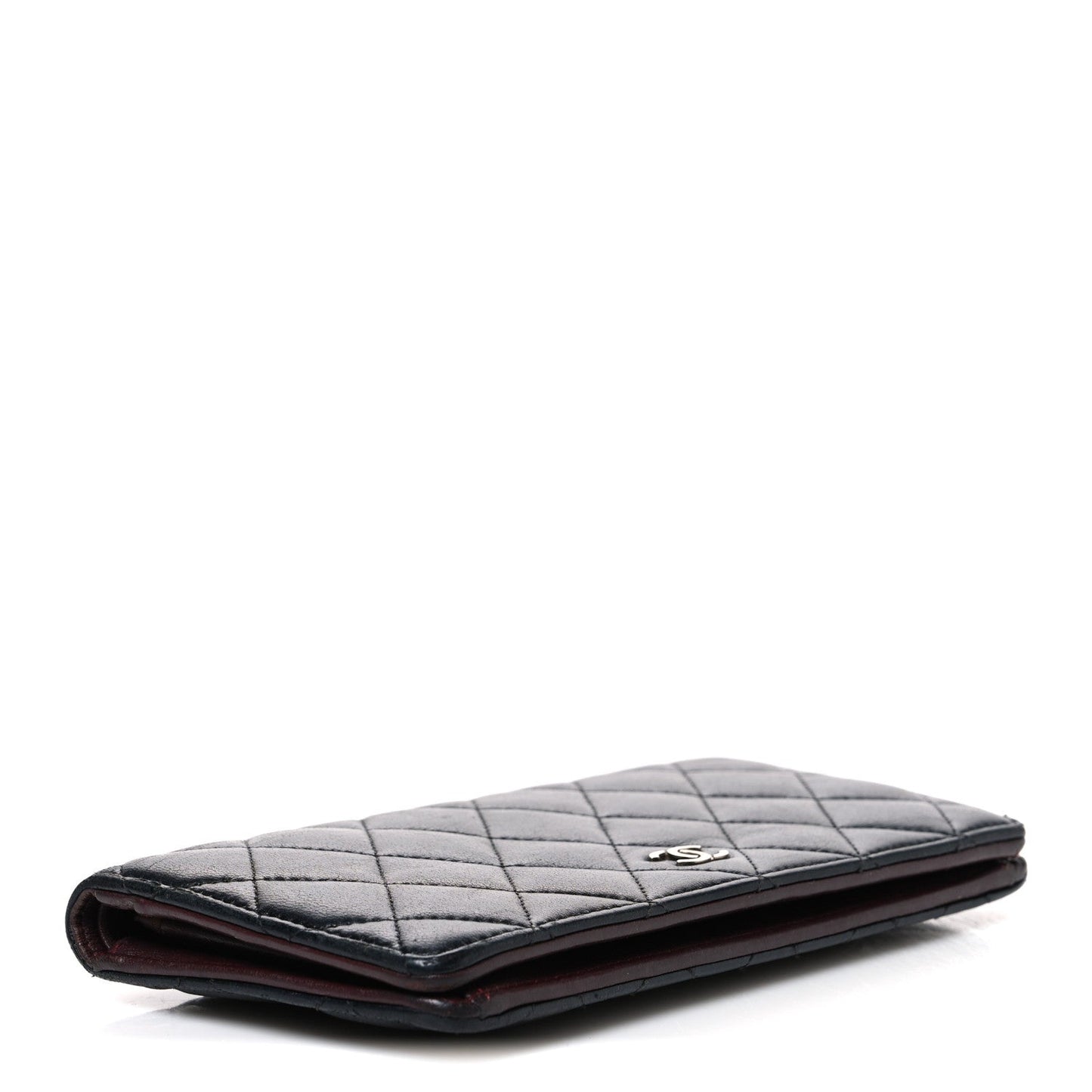Lambskin Quilted Yen Wallet Black