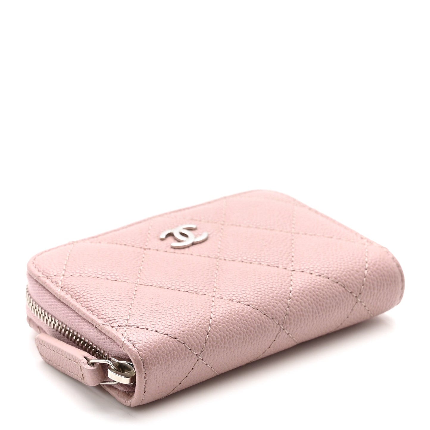 Caviar Quilted Zip Coin Purse Pink