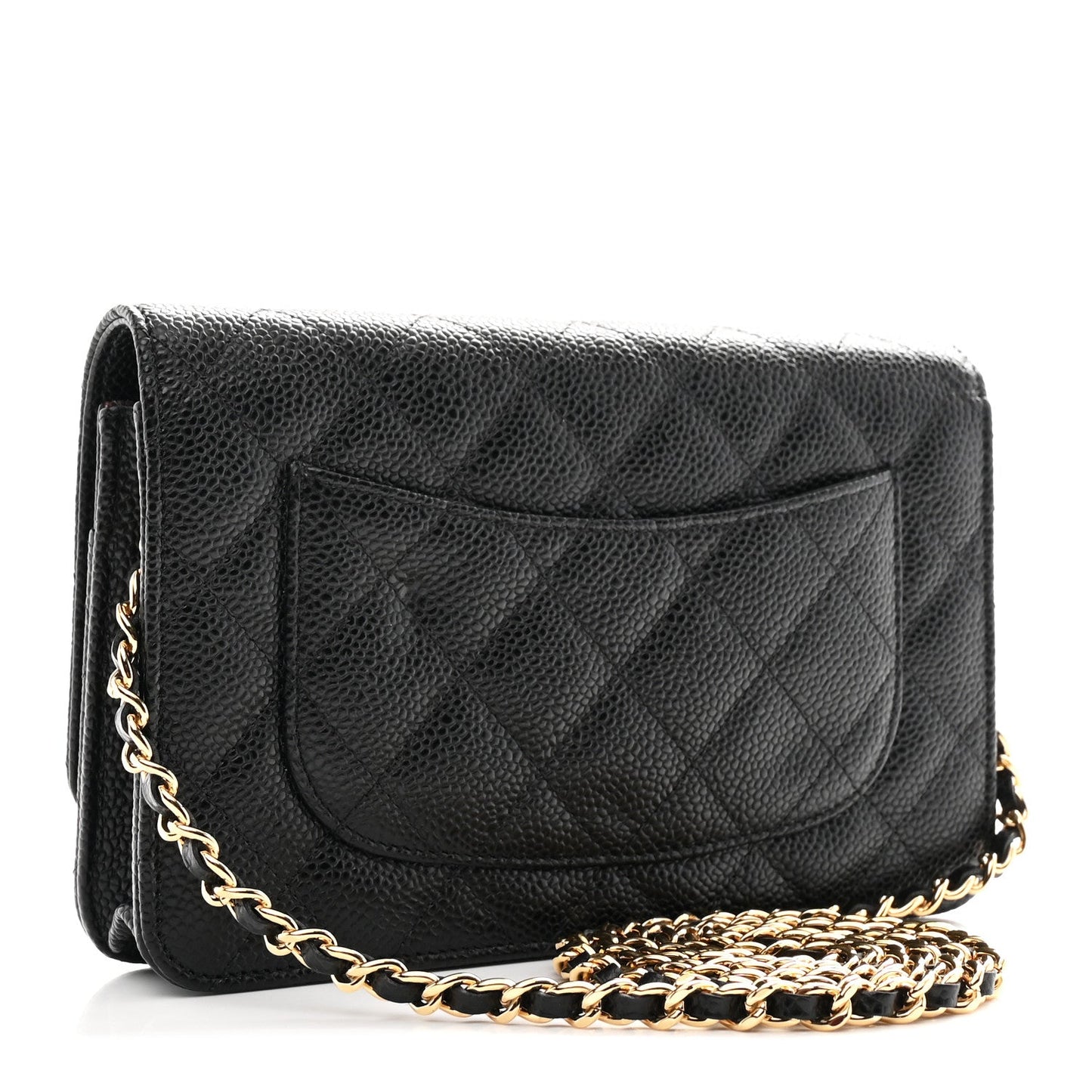 Caviar Quilted Wallet on Chain WOC Black