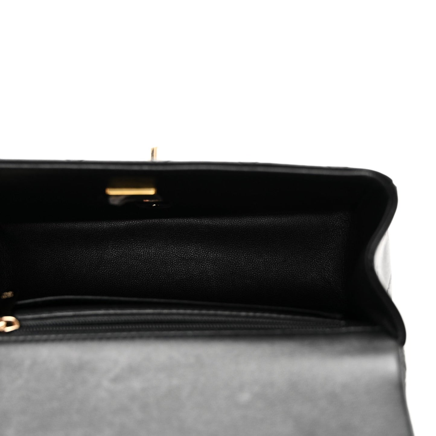 Lambskin Quilted Mini Top Handle Rectangular Flap Black