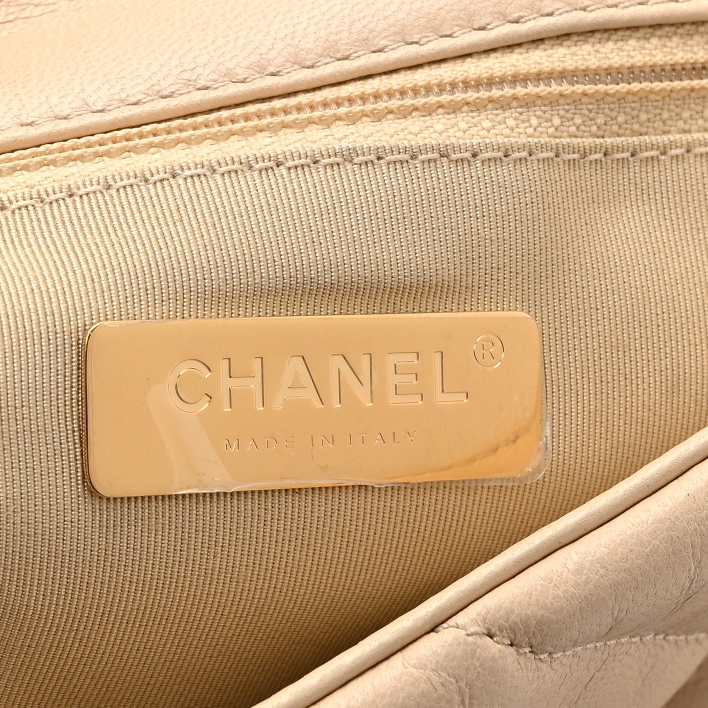 Lambskin Quilted Medium Chanel 19 Flap Light Beige