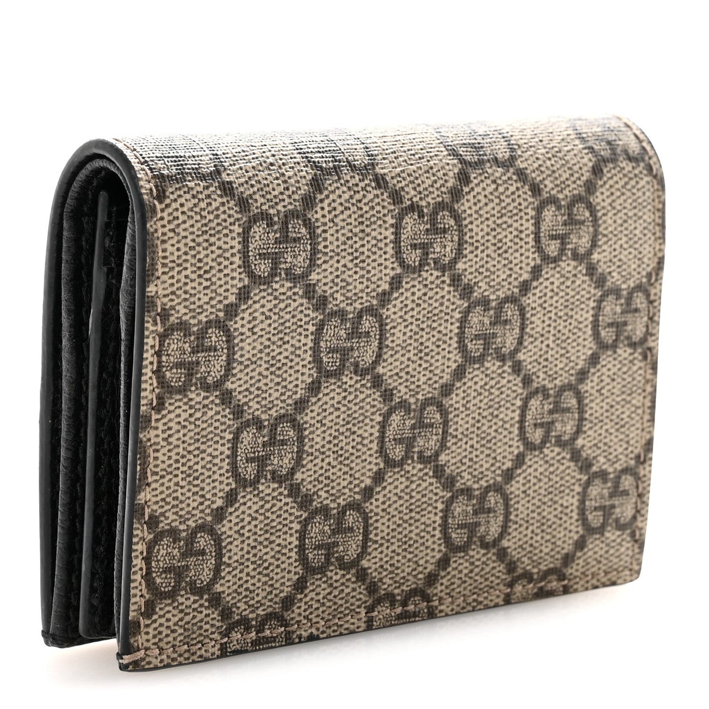 Dollar Calfskin GG Supreme Monogram GG Marmont Card Case Black Beige Ebony