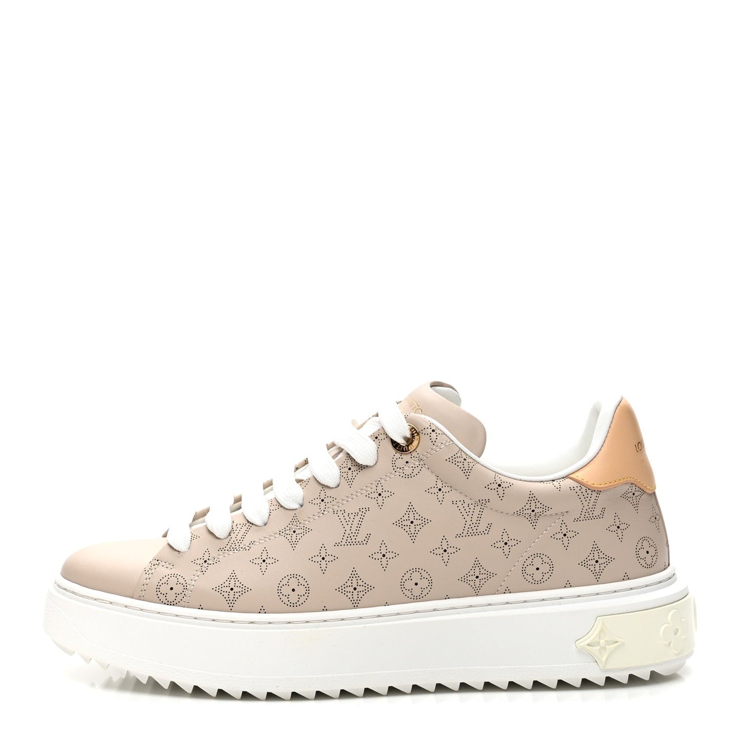 Calfskin Mahina Monogram Time Out Sneakers 39 Galet
