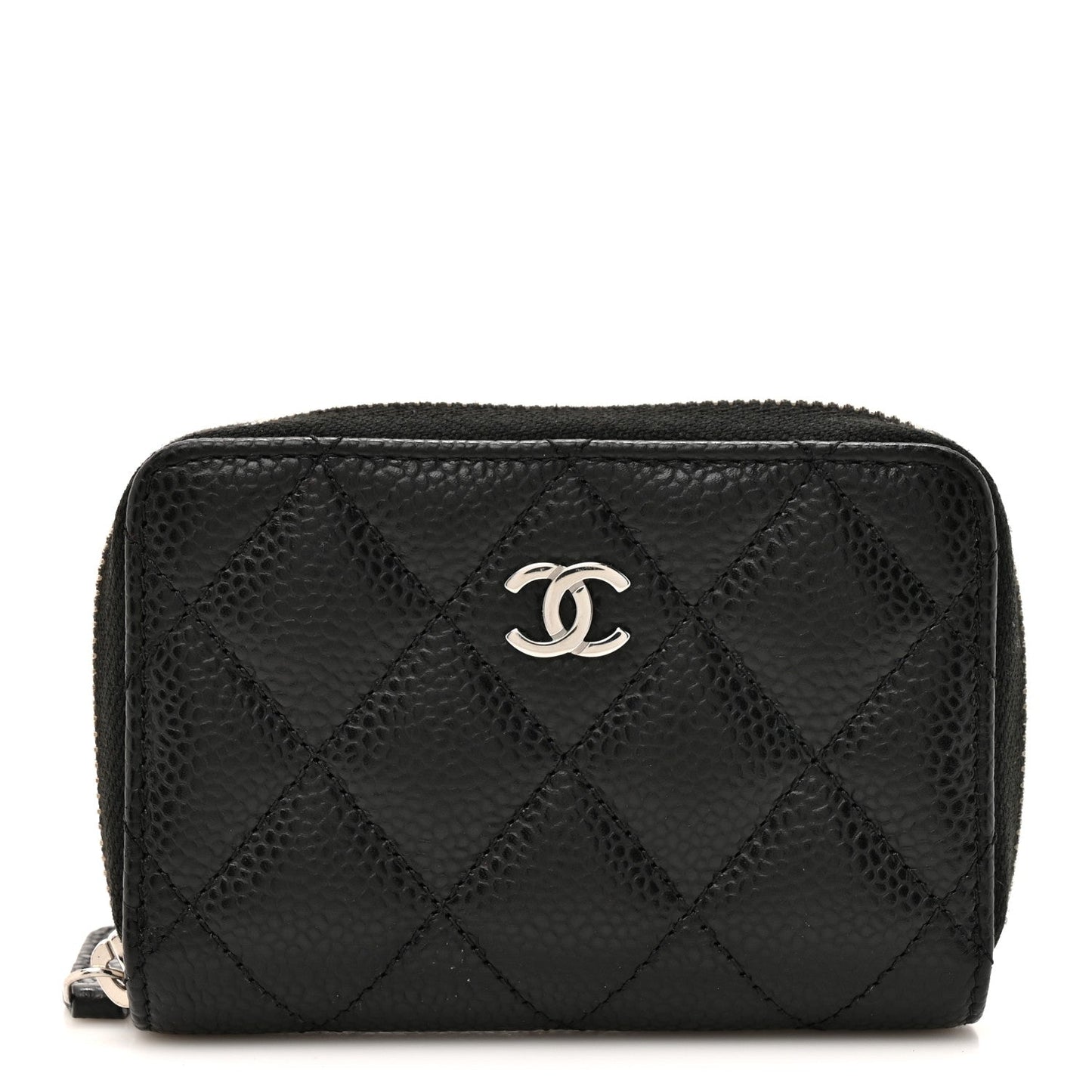 Caviar Quilted Zip Coin Purse Black