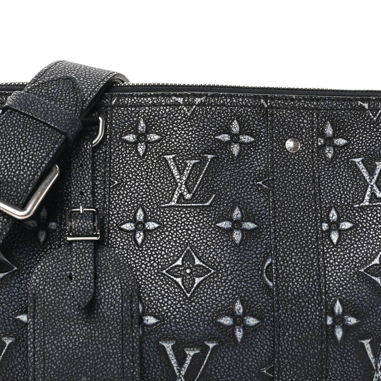 Cowhide Faded Monogram City Keepall Charcoal