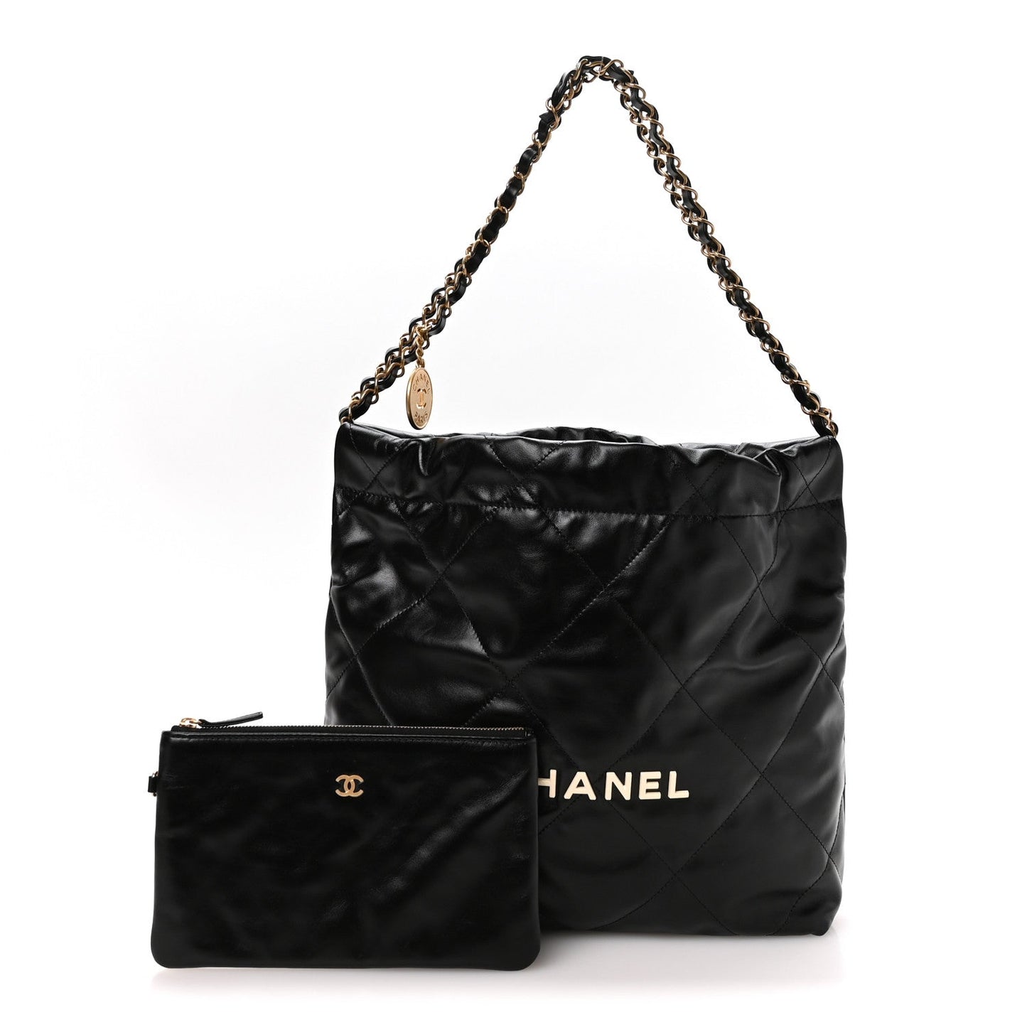 Calfskin Quilted Small Chanel 22 Black