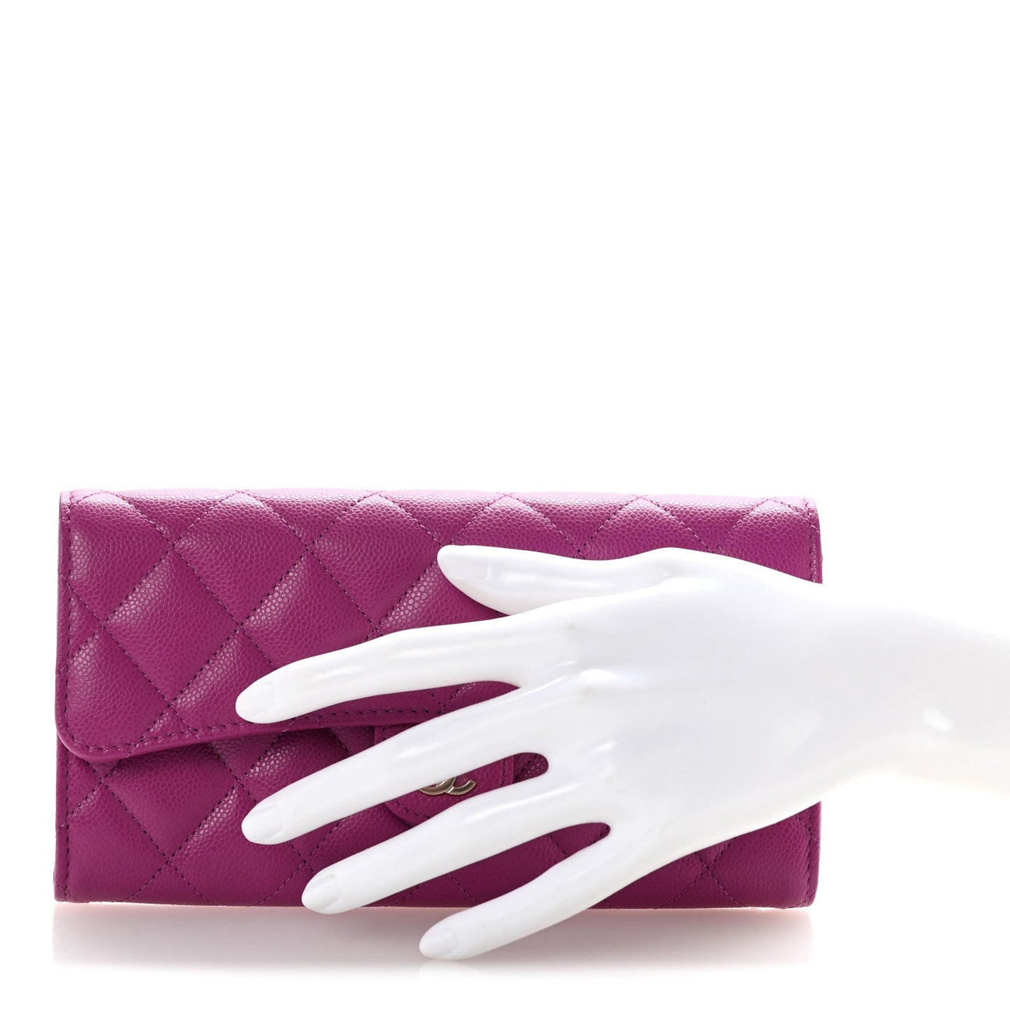 Caviar Quilted Large Flap Wallet Purple