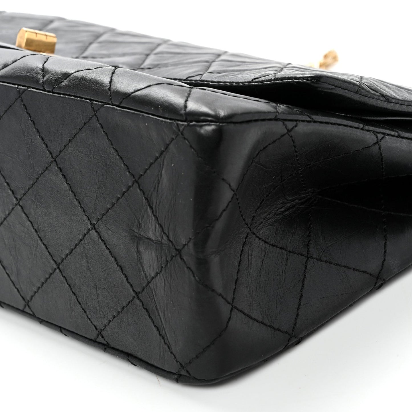 Aged Calfskin Quilted 2.55 Reissue 227 Flap Black