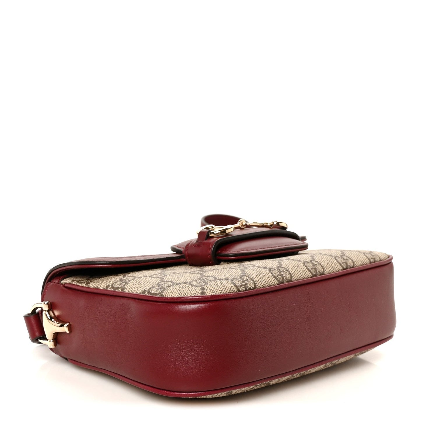GG Supreme Monogram Horsebit 1955 Soft Small Shoulder Bag Beige Ebony Rosso Ancora
